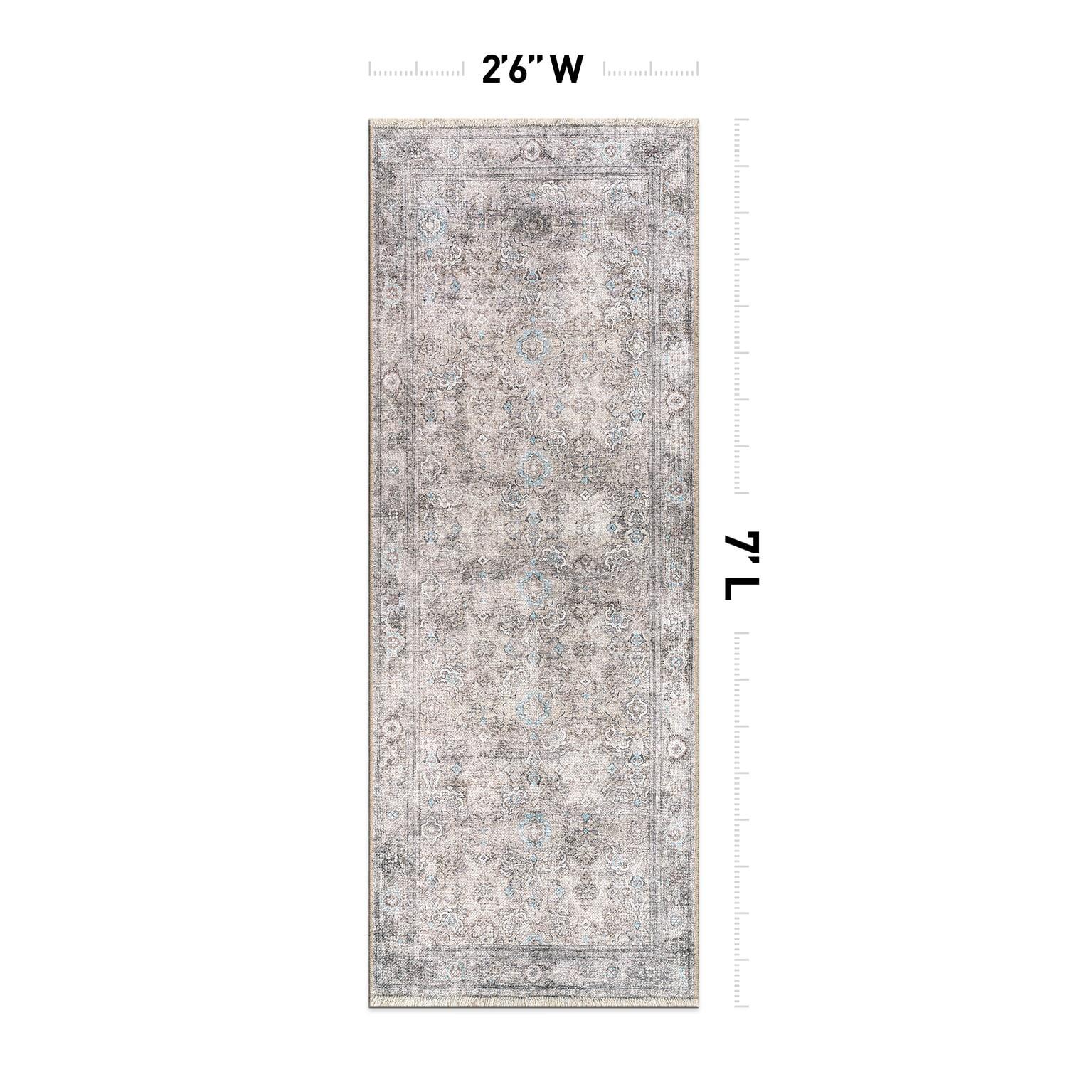 World Rug Gallery Transitional Distressed Vintage Machine Washable Area Rug- OLIVE 2'6"x7'