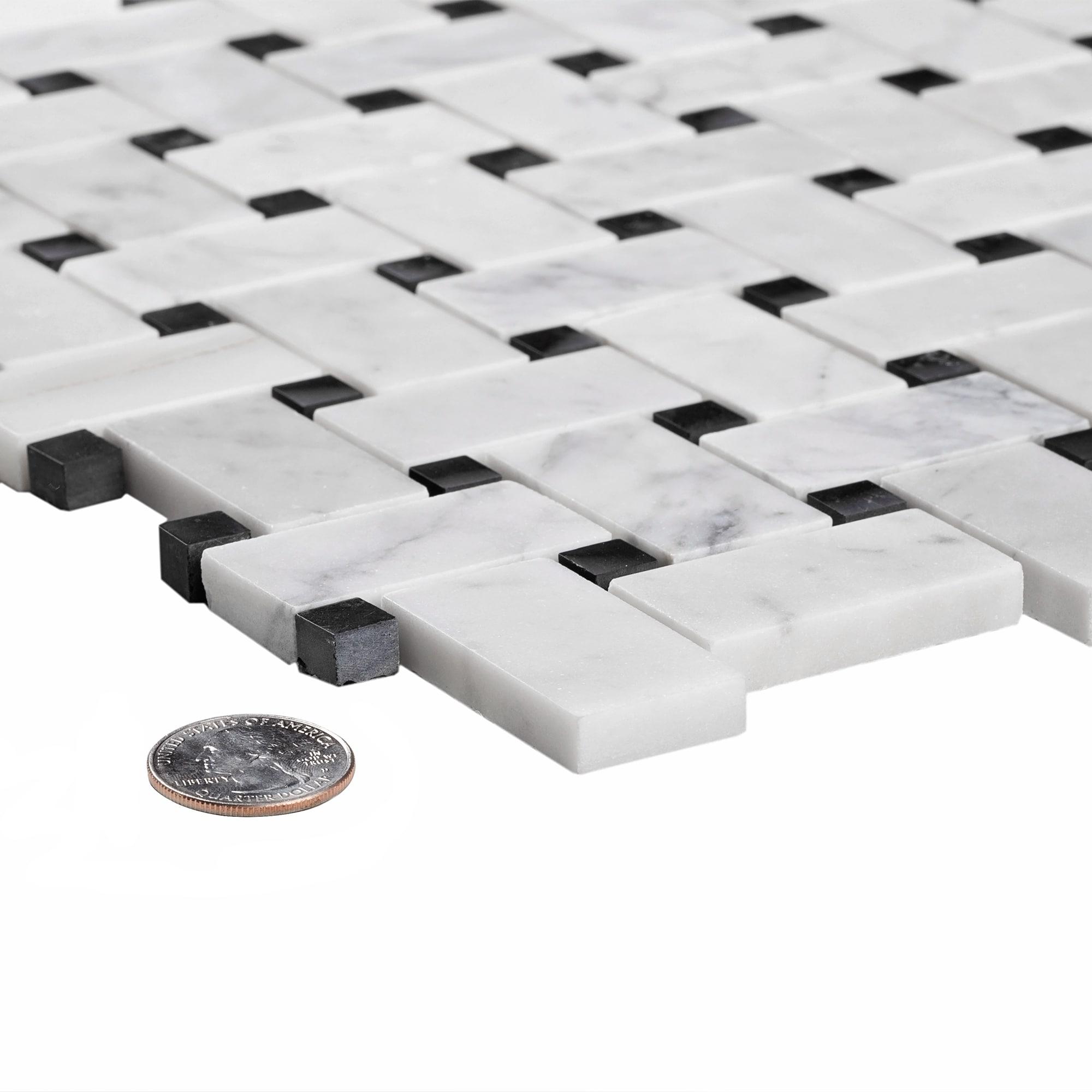12" x 12" Natural Stone Basketweave Mosaic Wall & Floor Tile