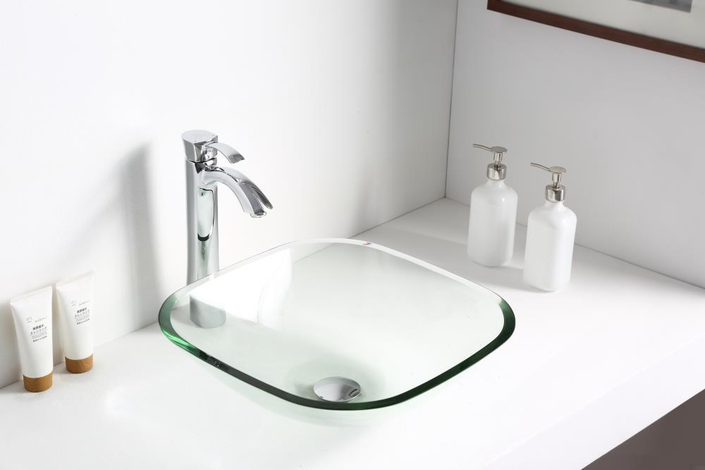 ANZZI Cadenza 16.5'' White Tempered Glass Circular Bathroom Sink