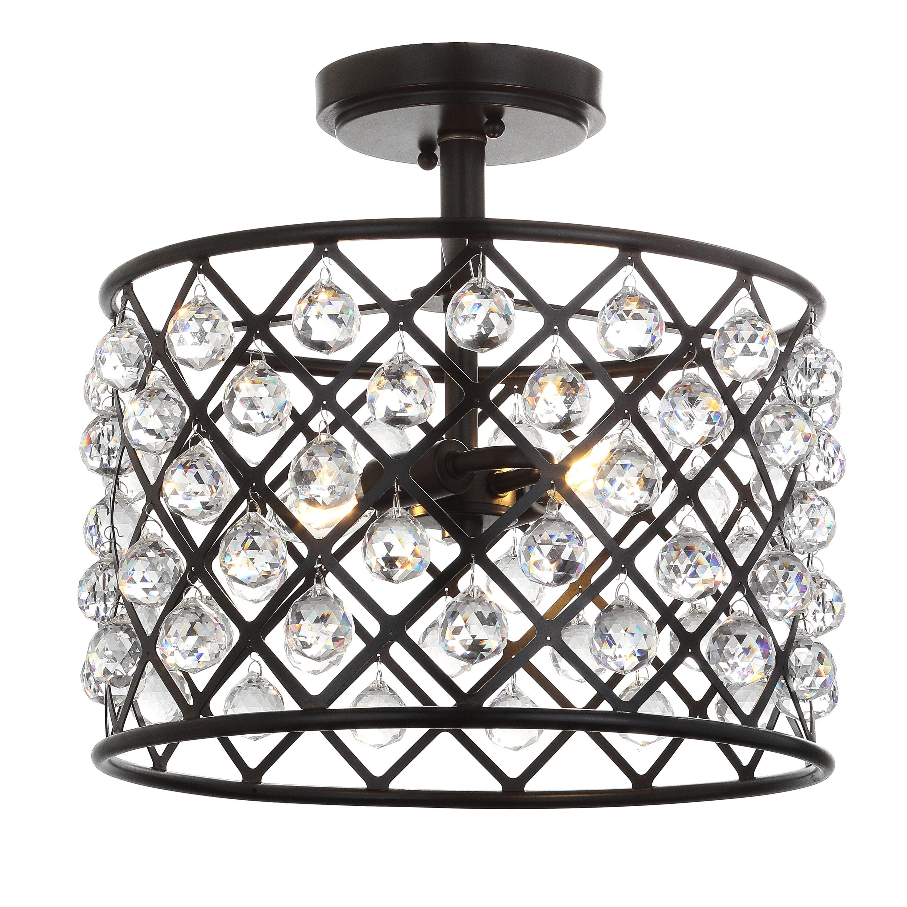 Gabrielle 14.5" Crystal/Metal LED Semi-Flush Mount, Oil Rubbed Bronze