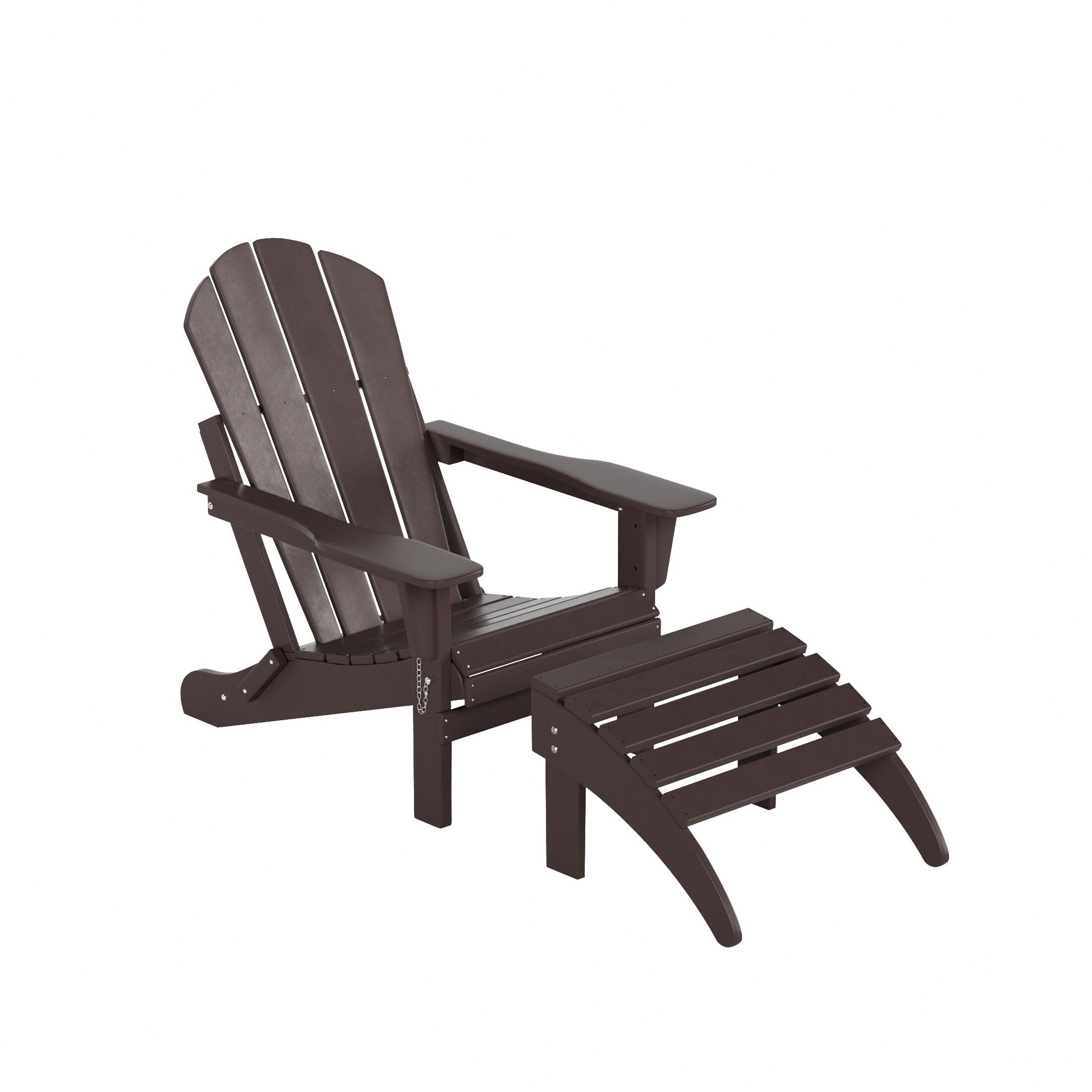 Polytrends  Laguna Hdpe All Weather Outdoor Patio Foldable Ottoman Dark Brown