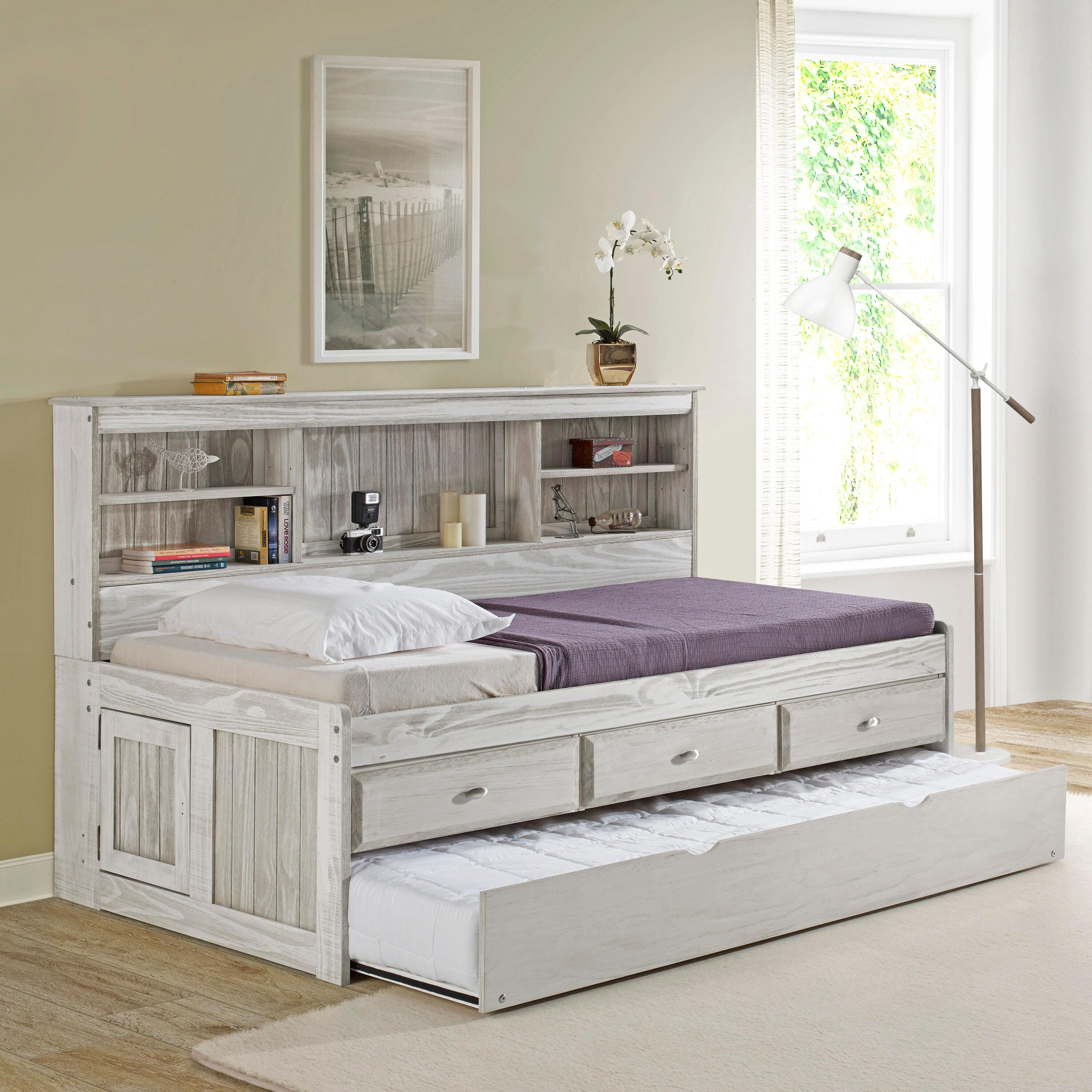 American Furniture Classics OS Home and Office Furniture Model 85222K3-22, Solid Pine Twin Daybed with Three Sturdy Drawers and a Twin Sized Trundle in Light Ash