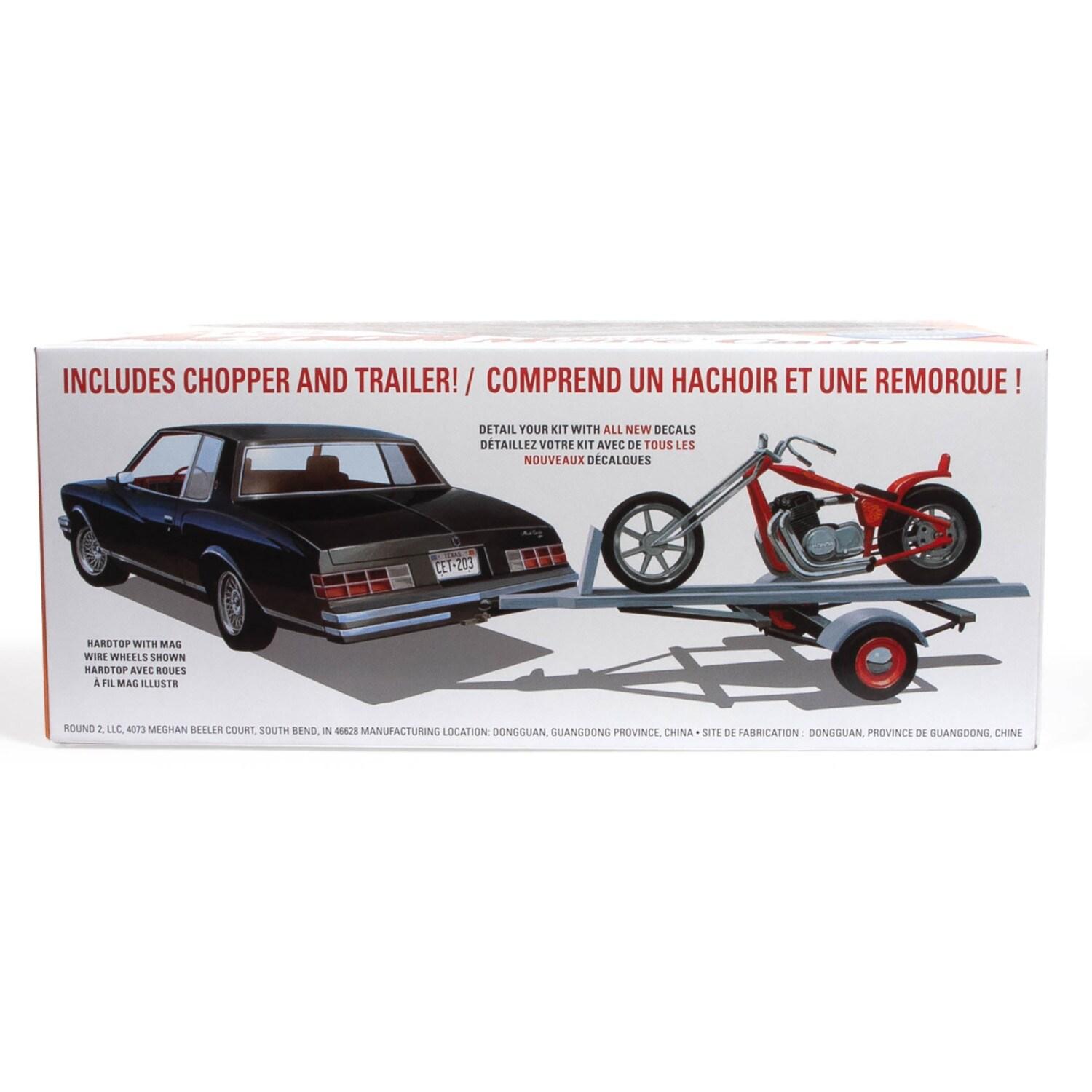 Skill 2 Model Kit 1980 Chevrolet Monte Carlo "Class Action" with Motorcycle and Trailer (Skill 2) 1/25 Scale Model Car by MPC