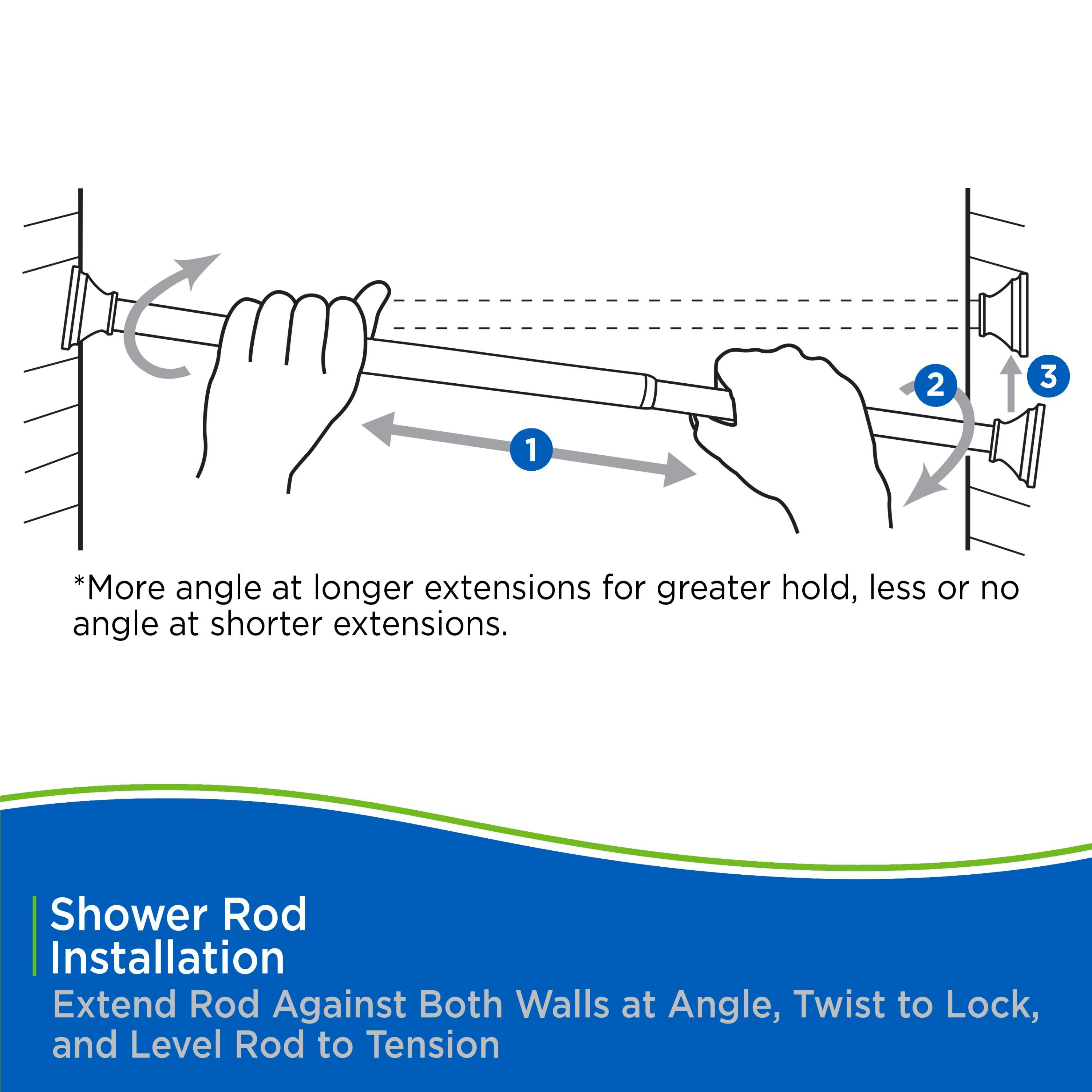 Adjustable Brushed Nickel Tension Shower Curtain Rod 42-72 Inches