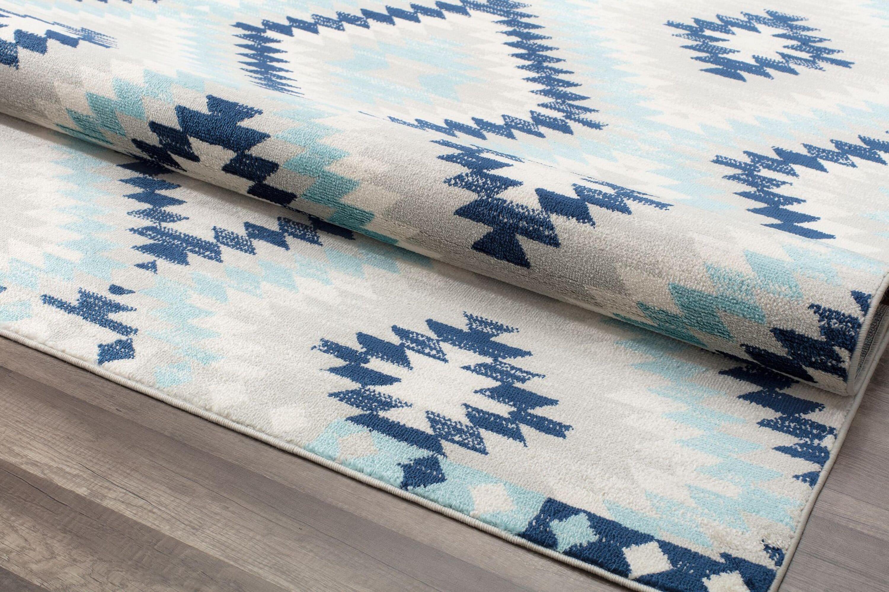 Bodrum Tribal Ice Blue Area Rug