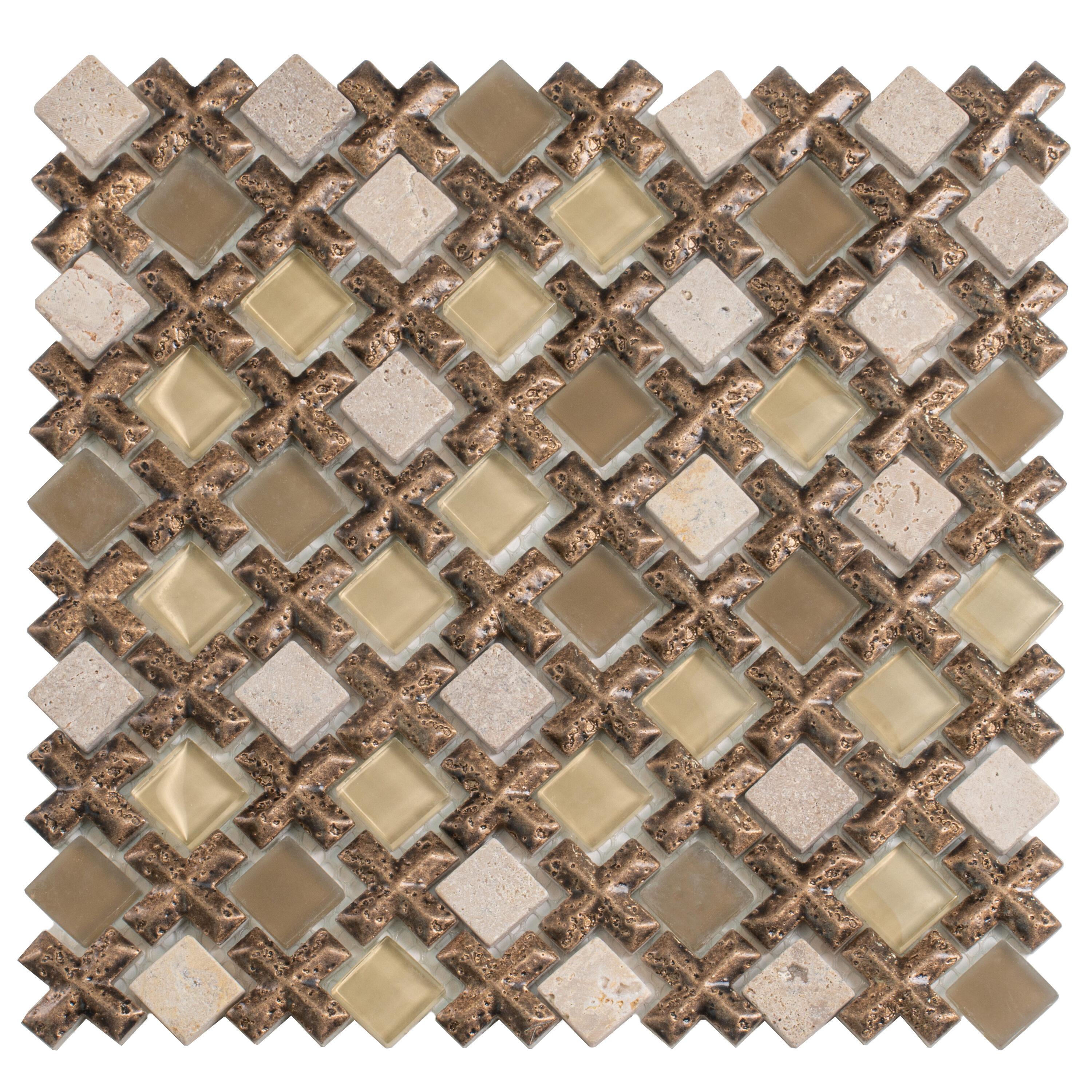 11" x 11" Glass Grid Mosaic Wall Tile