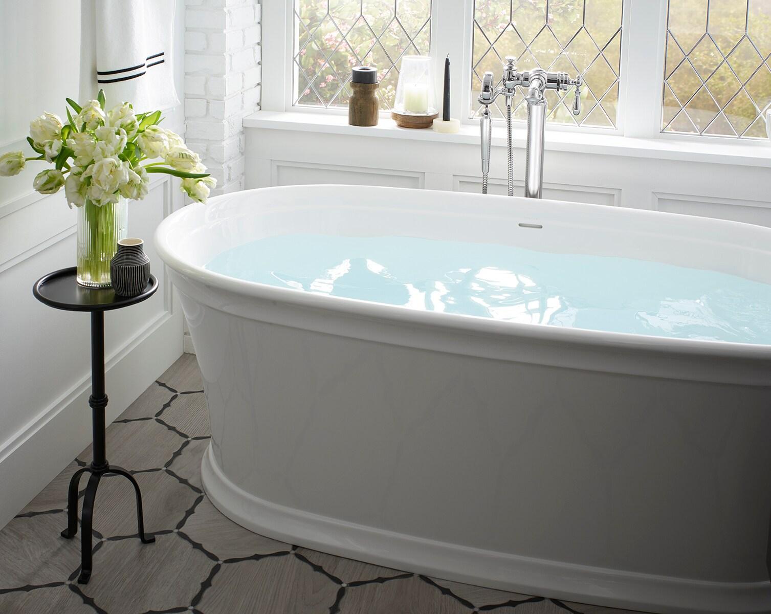 Memoirs® 60" x 34" Freestanding Soaking Bathtub with Slotted Overflow and Center Toe-Tap Drain