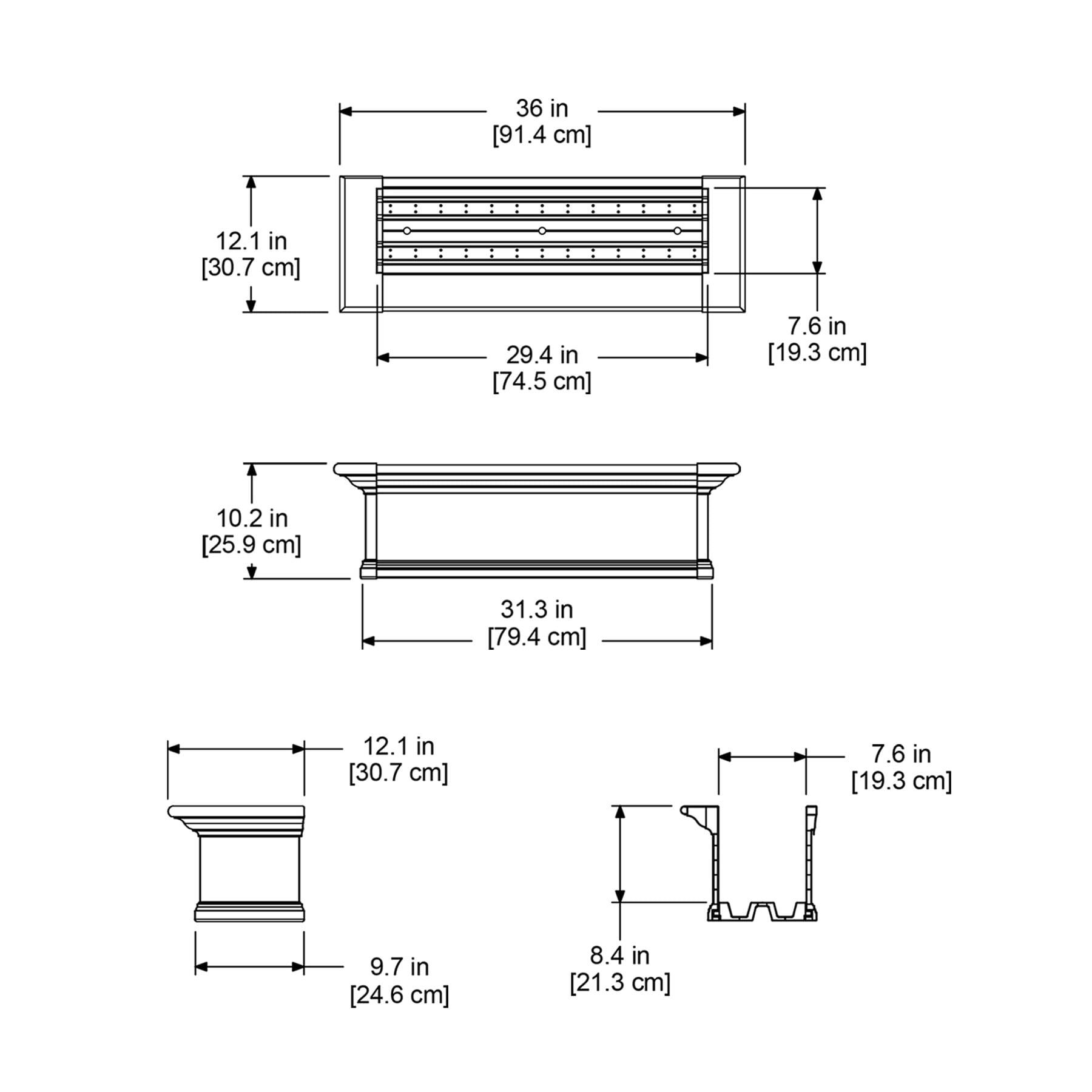 Mayne Yorkshire 3ft Window Box - Customizable - Vinyl Planter Box - White (4823-W)