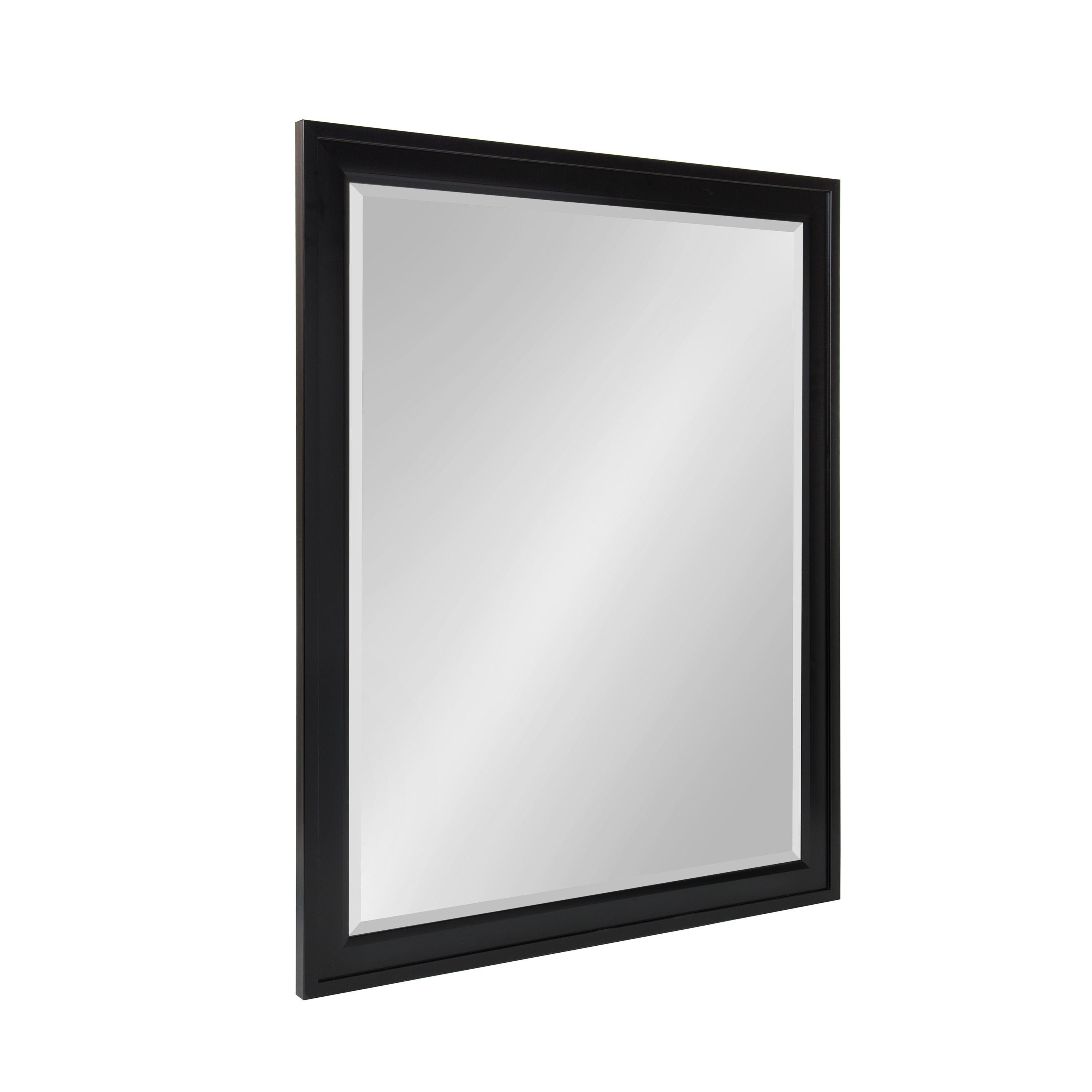 28" x 40" Bosc Framed Wall Mirror Black - DesignOvation: Modern Rectangular Decor, No Assembly Required