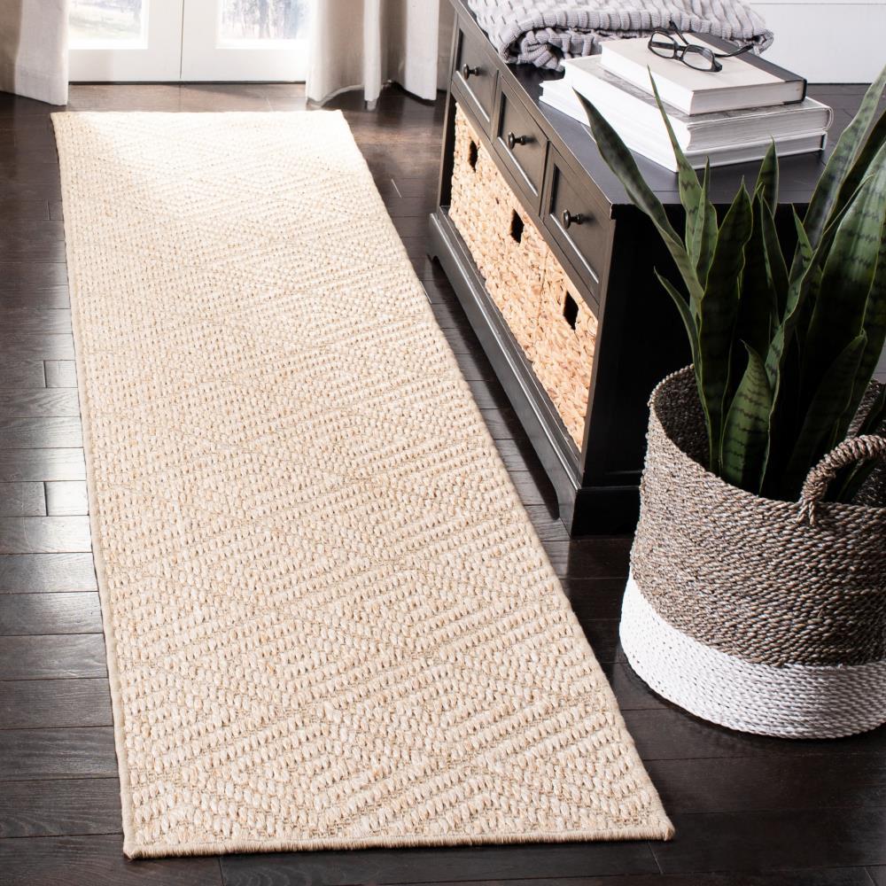 SAFAVIEH Palm Beach Stars Geometric Diamonds Sisal Runner Rug, Beige, 2' x 8'