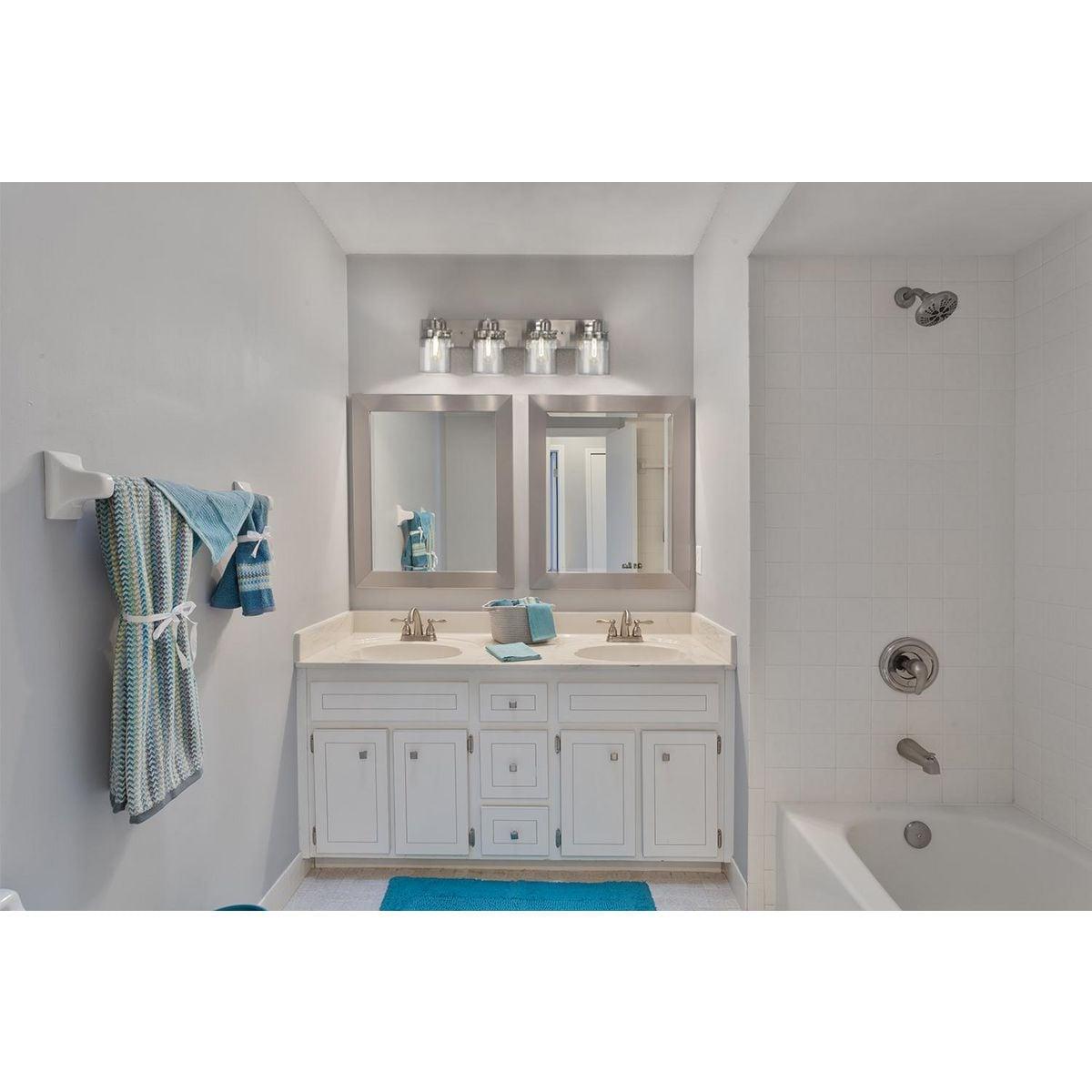 Progress Lighting Calhoun 4-Light Bath Vanity, Brushed Nickel, Clear Glass Shade