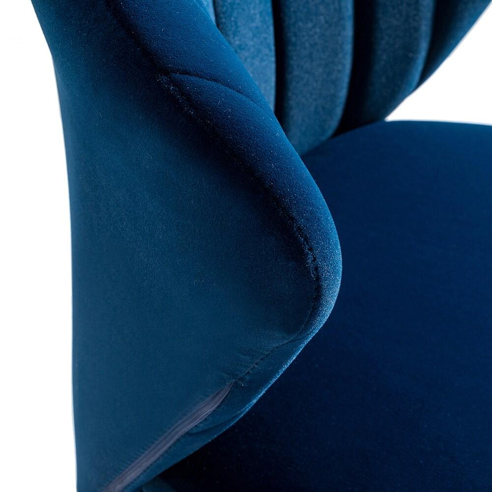 Home Velvet Dining Chairs Set of 2 Upholstered Wingback Accent Side Chairs Metal Legs Living Room Kitchen Navy