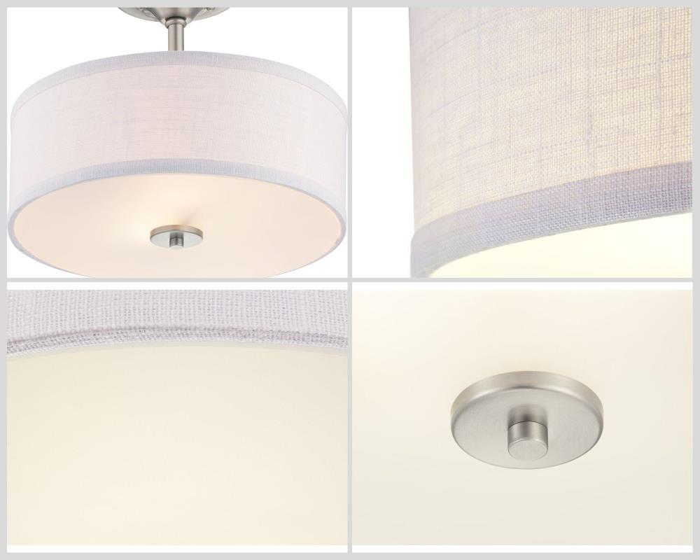 Progress Lighting, Inspire Collection, 2-Light Semi-Flush, Brushed Nickel, Etched Glass with Summer Linen Shade