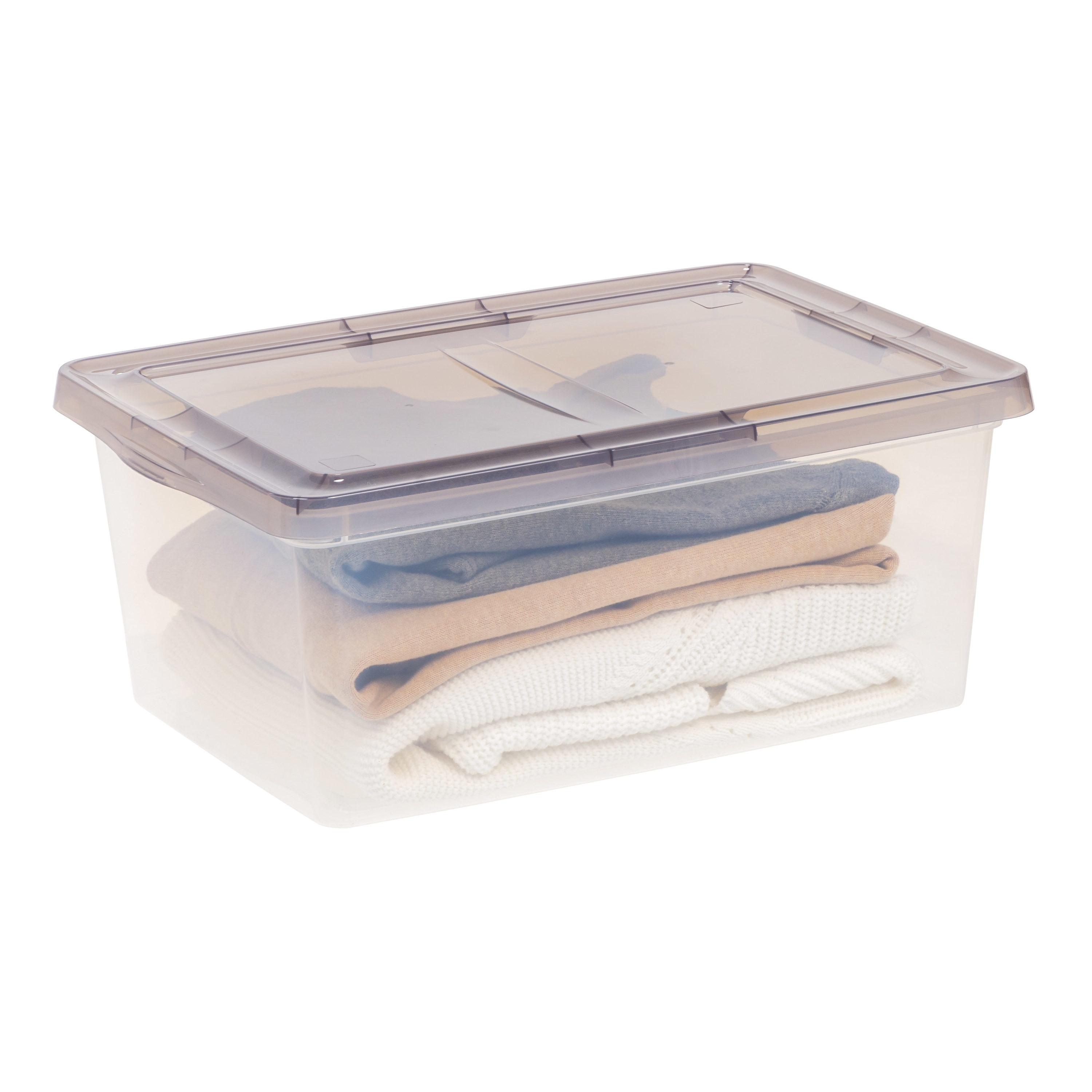 IRIS 17qt 8pk Snap Top Plastic Storage Bin: Stackable, Transparent, Portable, Nesting Utility Totes with Lids