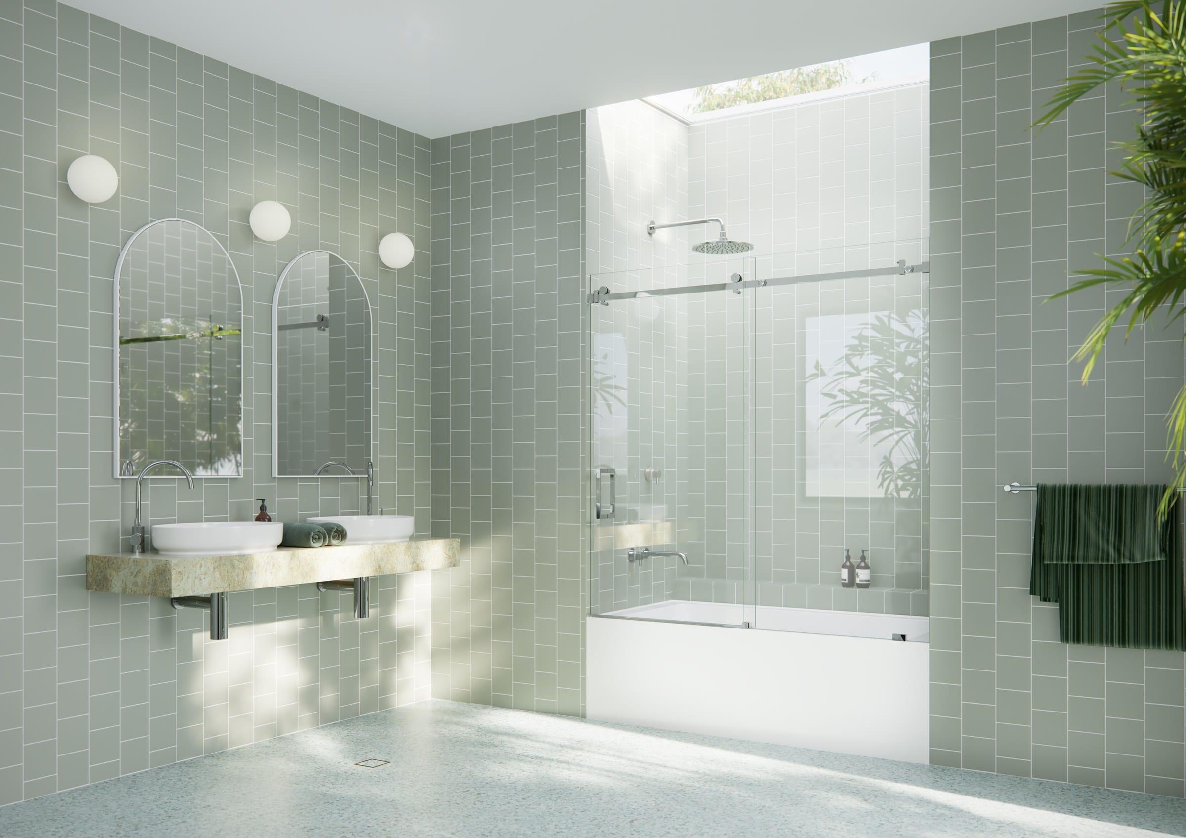 Astro 56 in. - 60 in. x 60 in. Frameless Sliding Bathtub Door