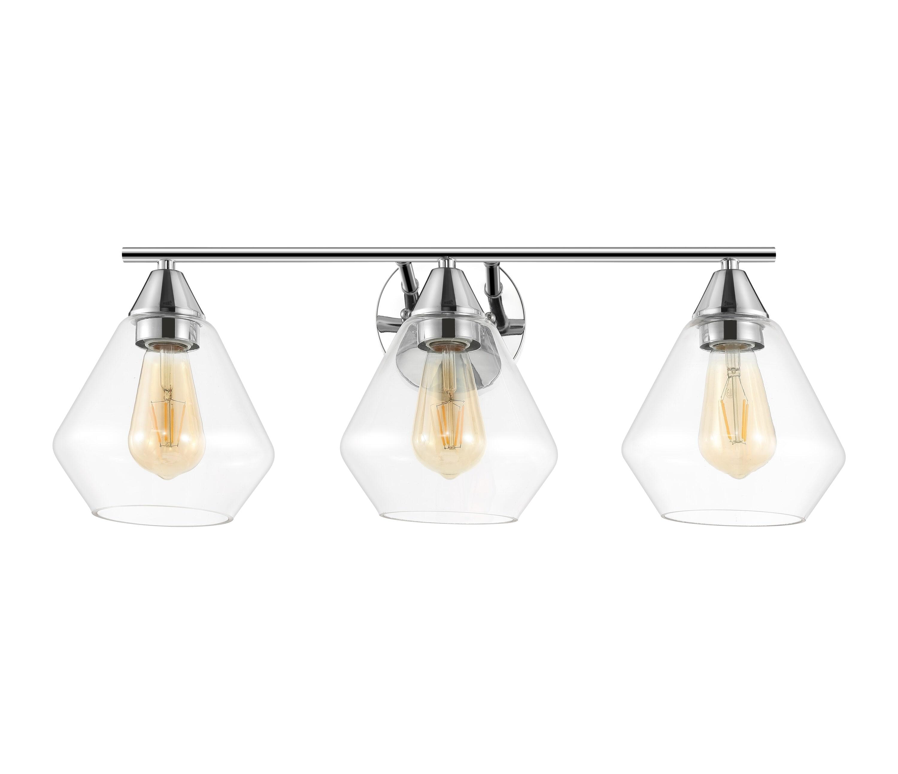 Amani 3 Light 23.75" Wall Sconce - SCN4134 - Chrome/Clear - Safavieh