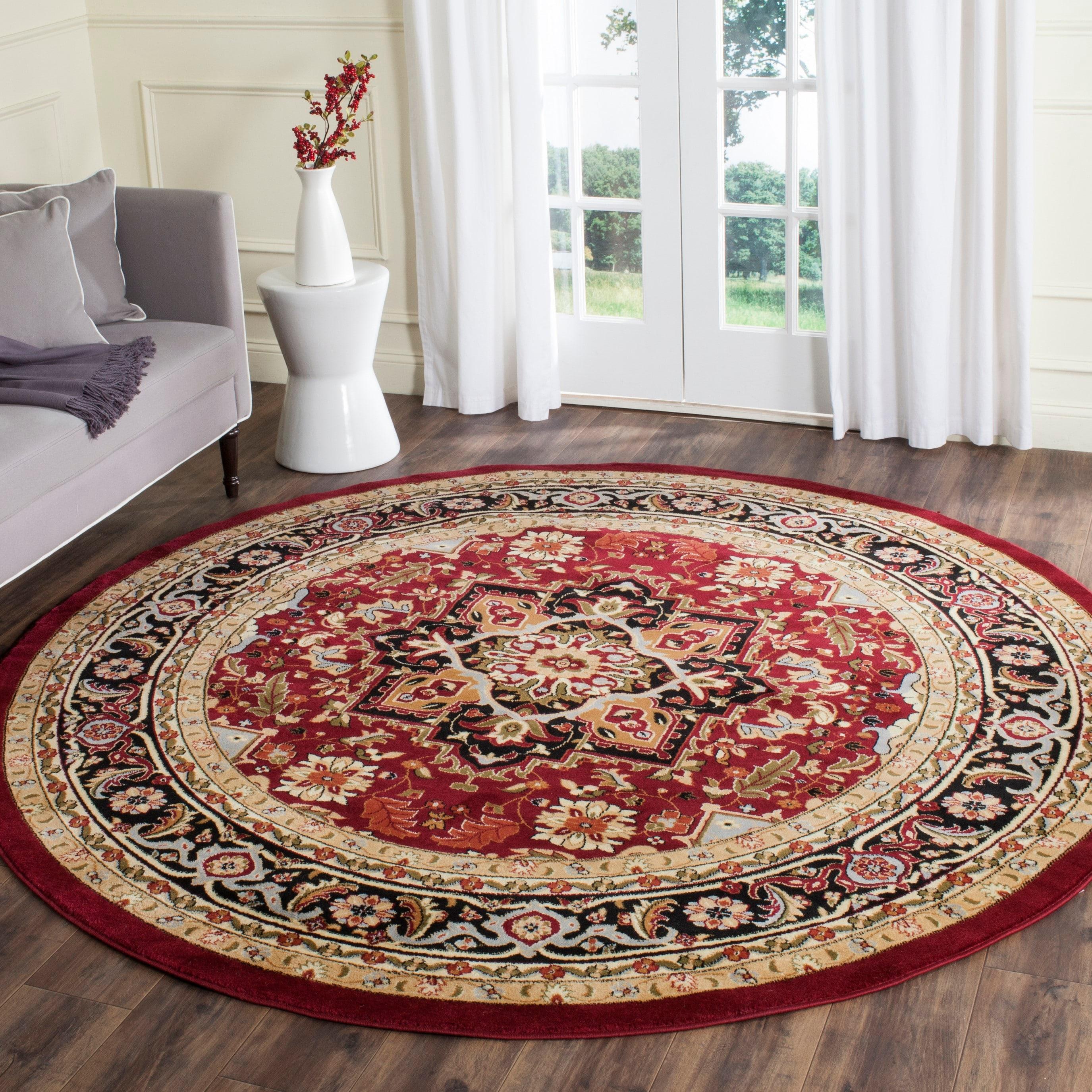 Lyndhurst LNH330 Power Loomed Area Rug - Red/Black - 8' Round - Safavieh.