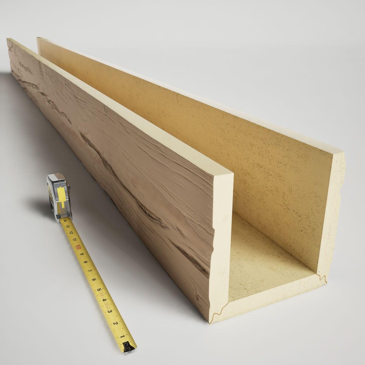 Ekena Millwork 4"W x 6"H x 8'L 3-Sided (U-beam) Riverwood Endurathane Faux Wood Ceiling Beam, Factory Prepped