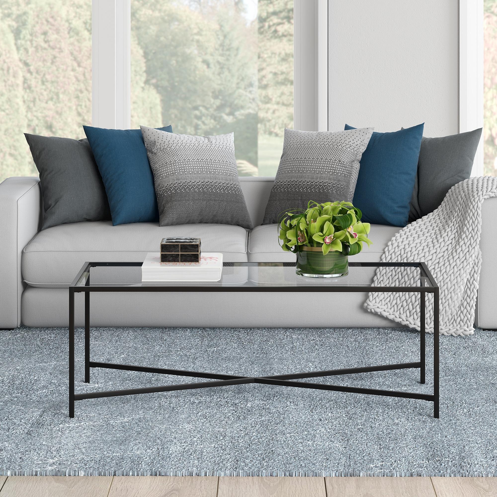 Henn&Hart Black Bronze Coffee Table with Glass Top