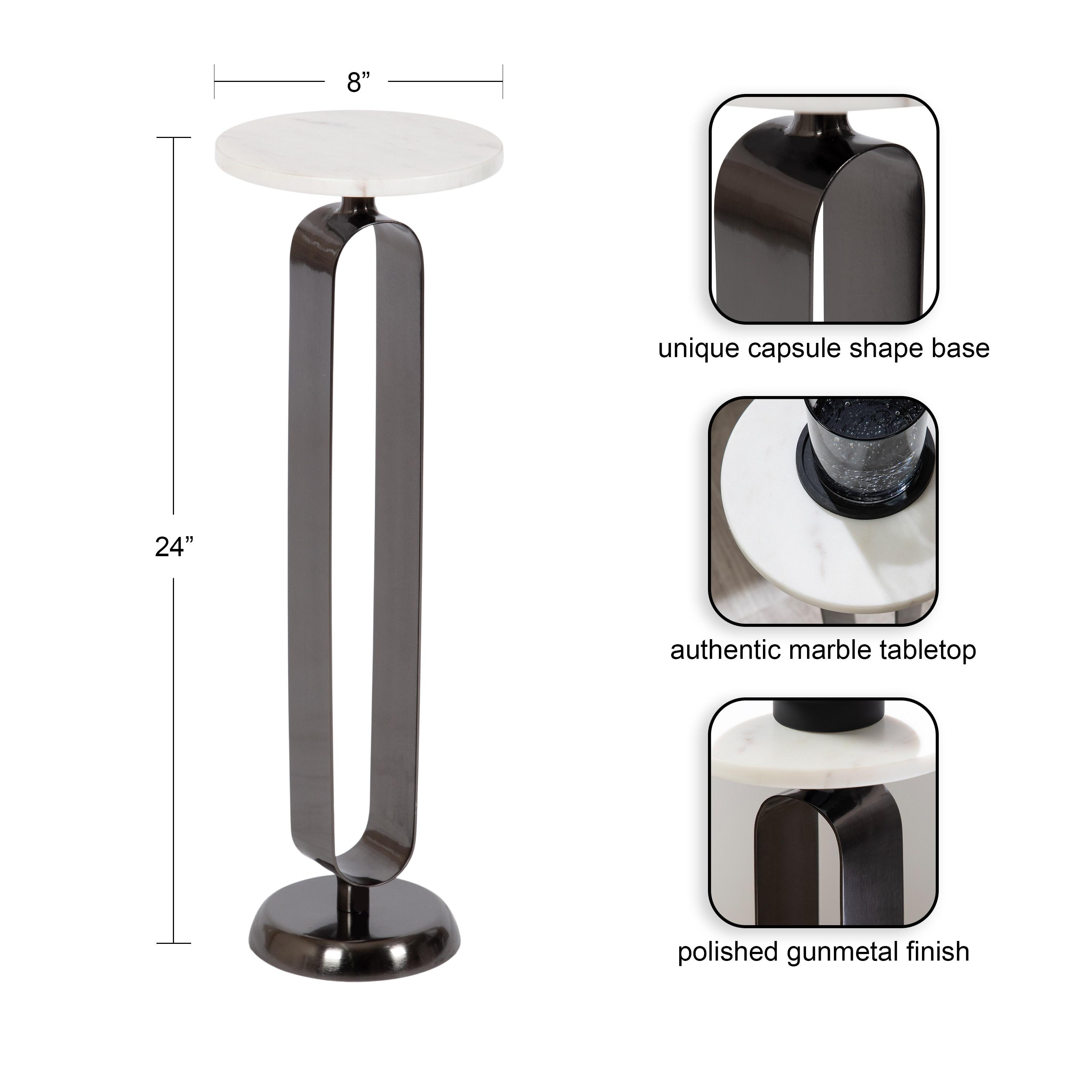 Kate and Laurel Helio Glam Drink Table, 8x8x24, Pewter