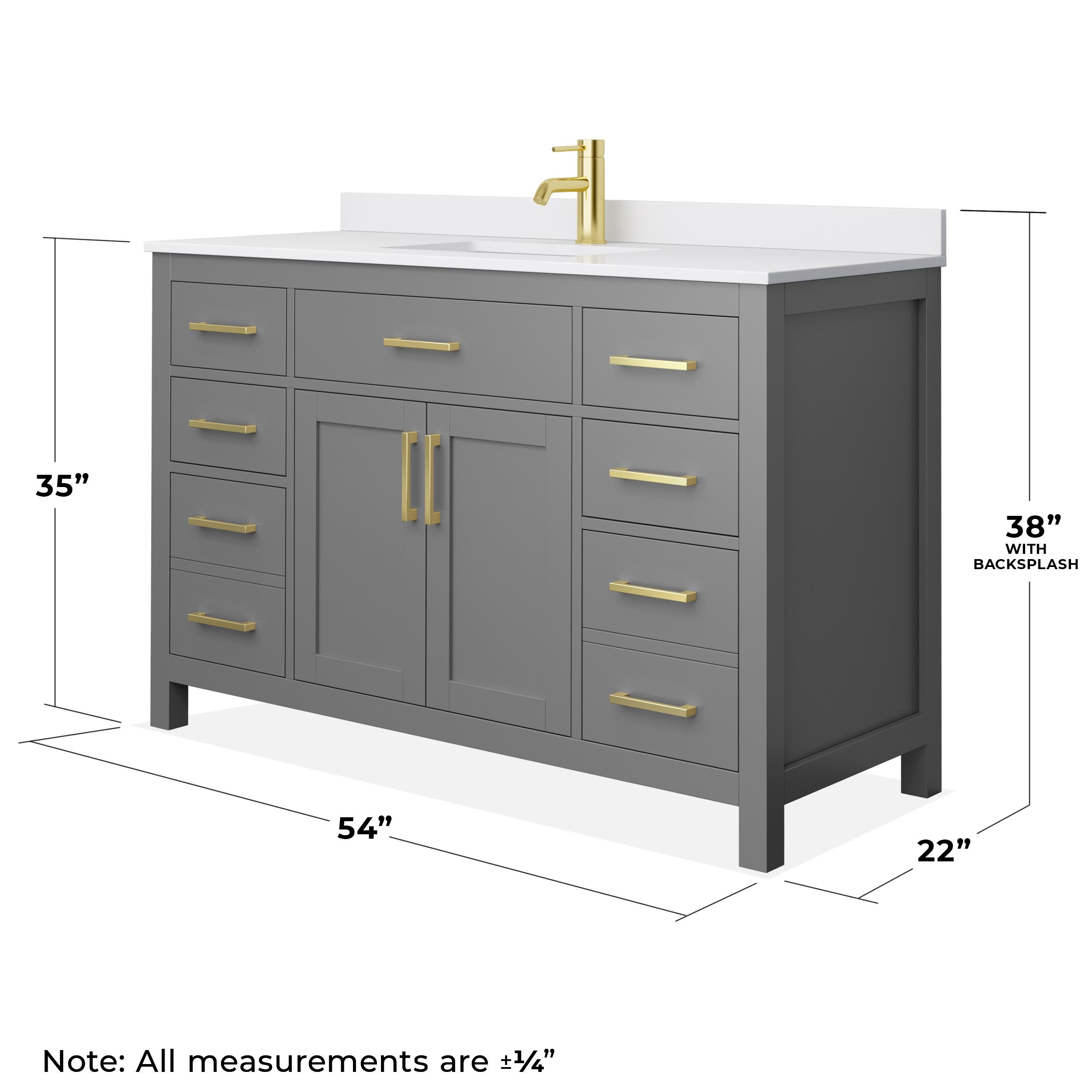 Beckett 54" Freestanding Single Bathroom Vanity with Cultured Marble Top