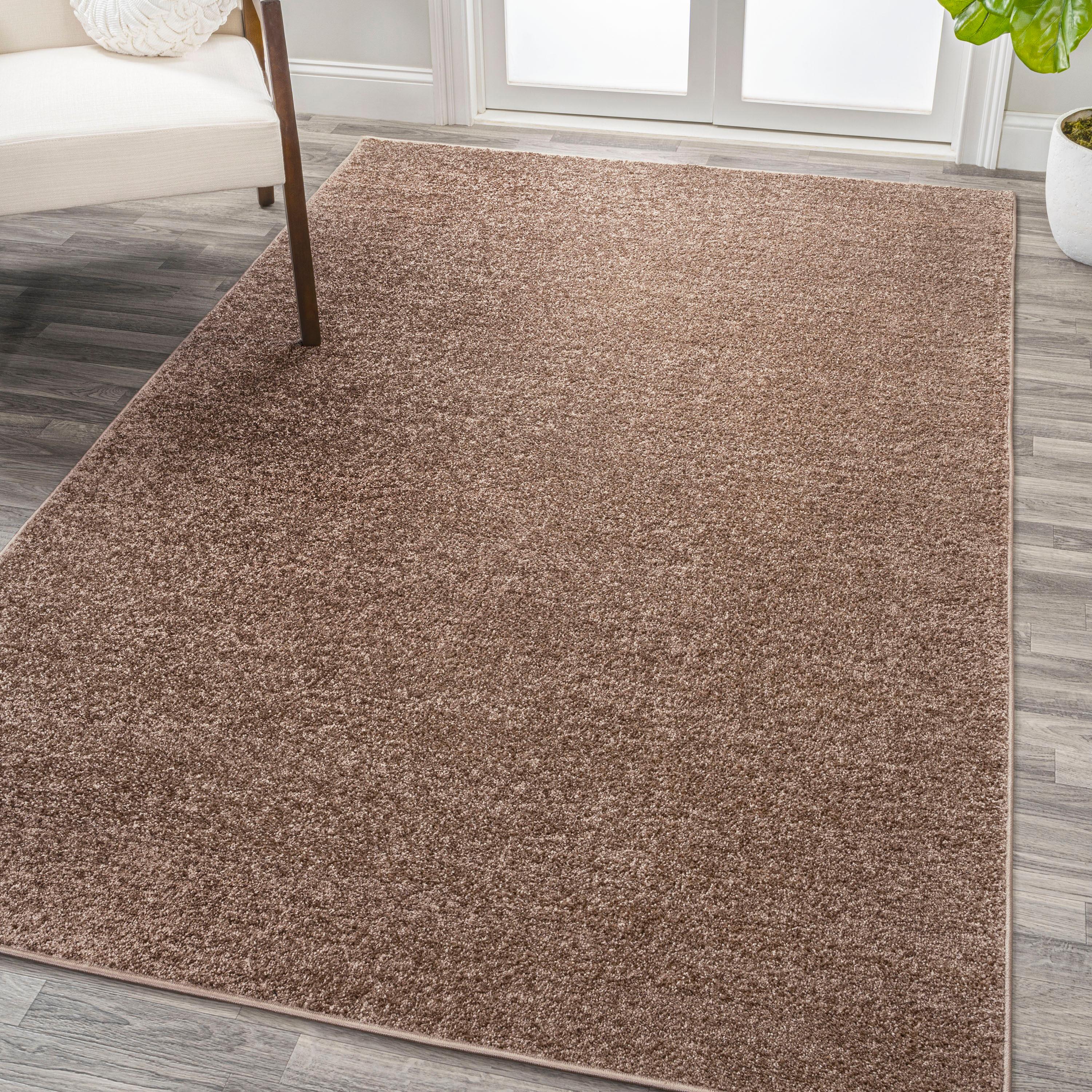 9' x 12' Haze Solid Low-Pile Area Rug, Brown - JONATHAN Y