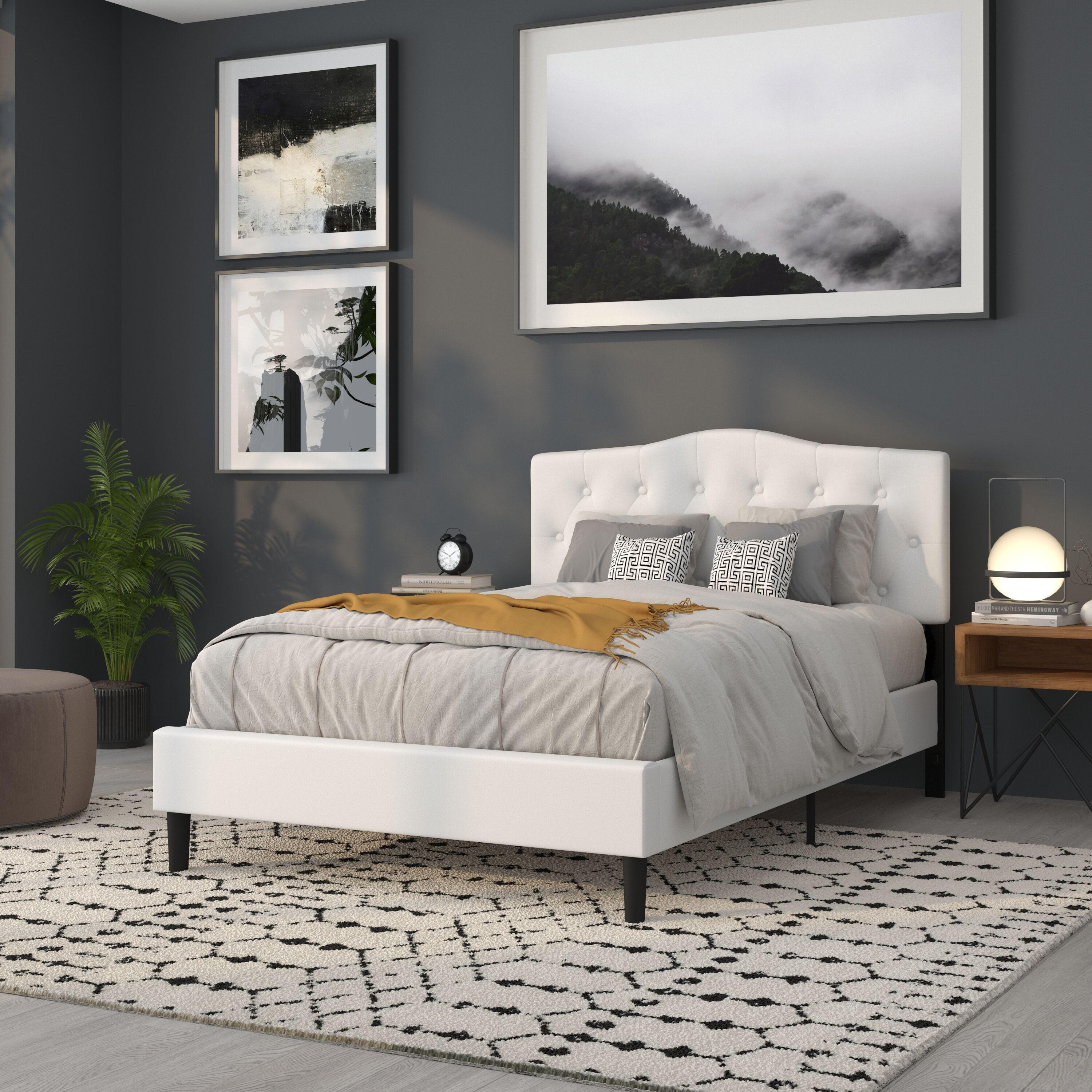 Flash Furniture Cambridge Tufted Upholstered Full Size Headboard in White Fabric