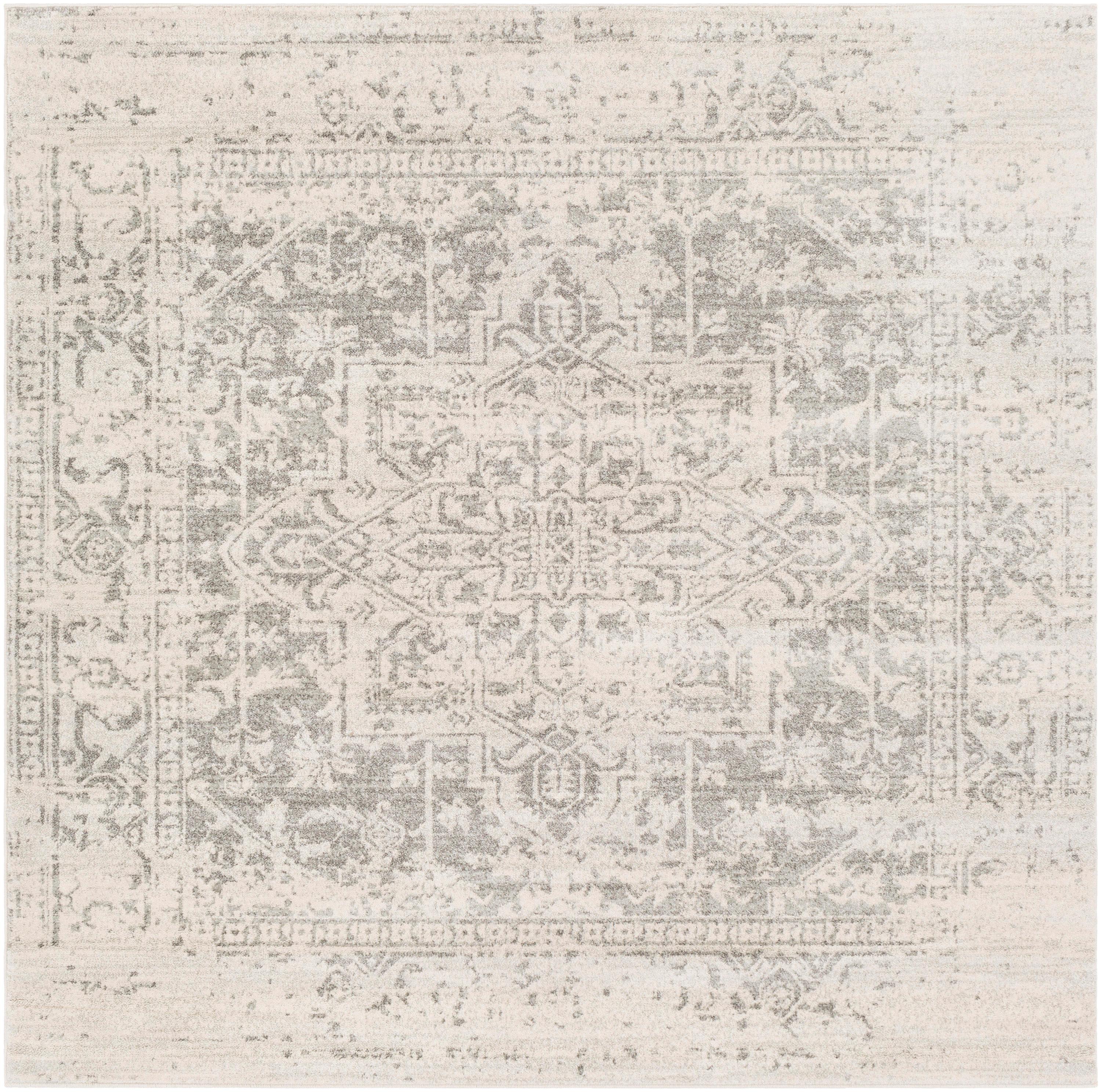 Livabliss 6'7"x6'7" Square Worsham Traditional Rug Cream: Medium Pile, Stain & Fade-Resistant, Indoor Use