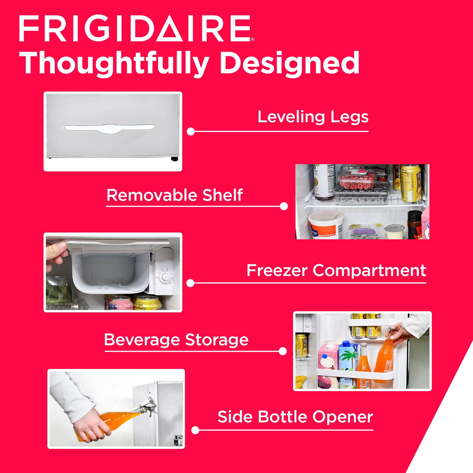 Frigidaire 1.6 cu ft Retro Fridge With Side Bottle Opener Moonbeam: Compact Dorm & Skincare Refrigerator-Freezer, Manual Defrost