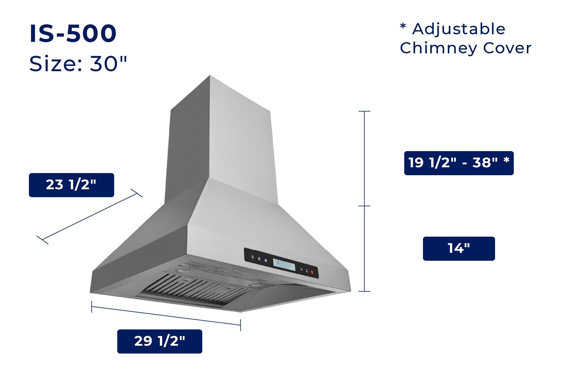 30" 1000 CFM Ducted Island Range Hood in Stainless Steel