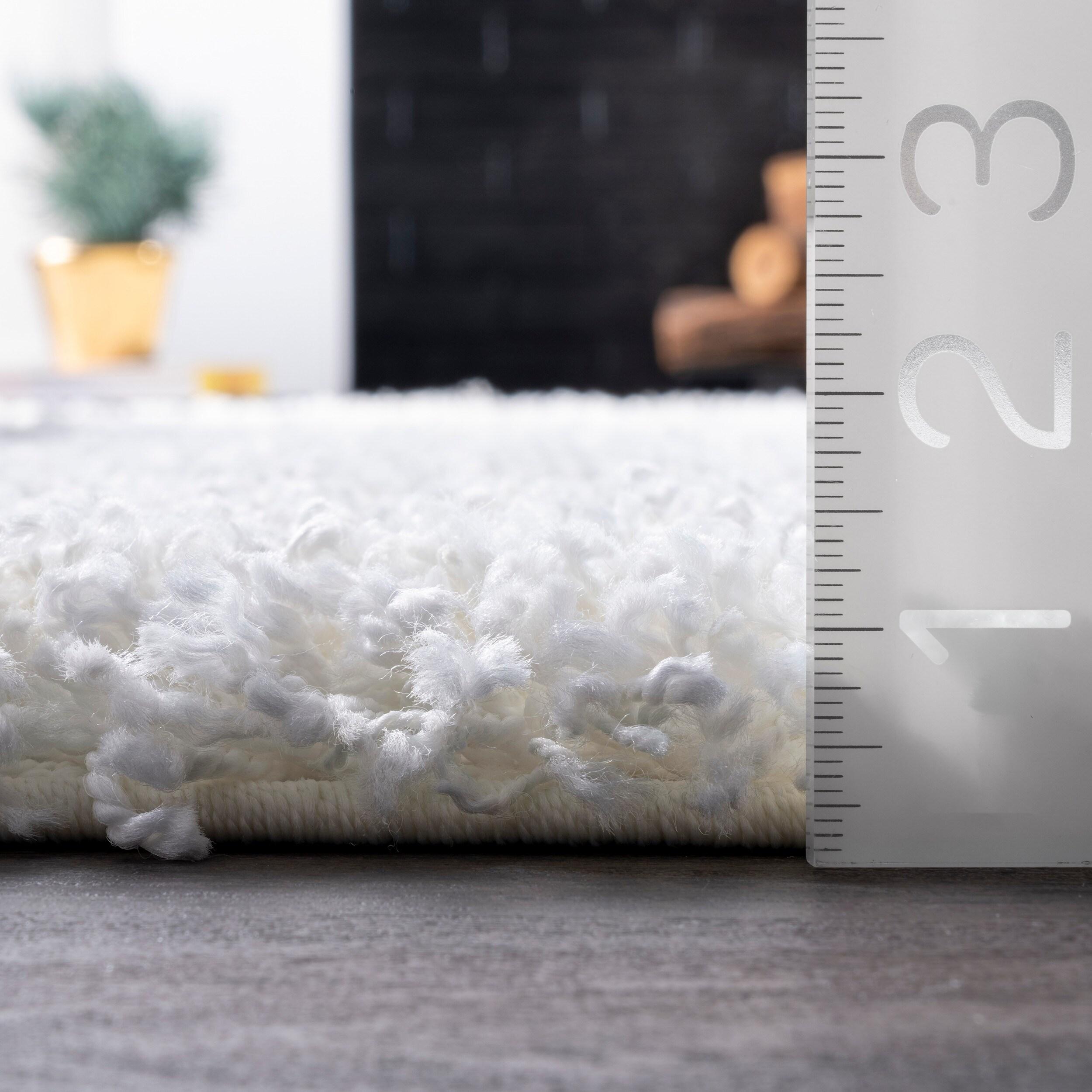 Nuloom Marleen Solid 8 Square Shag Indoor Area Rug for Living Room Bedroom Dining Room Nursery, Off White