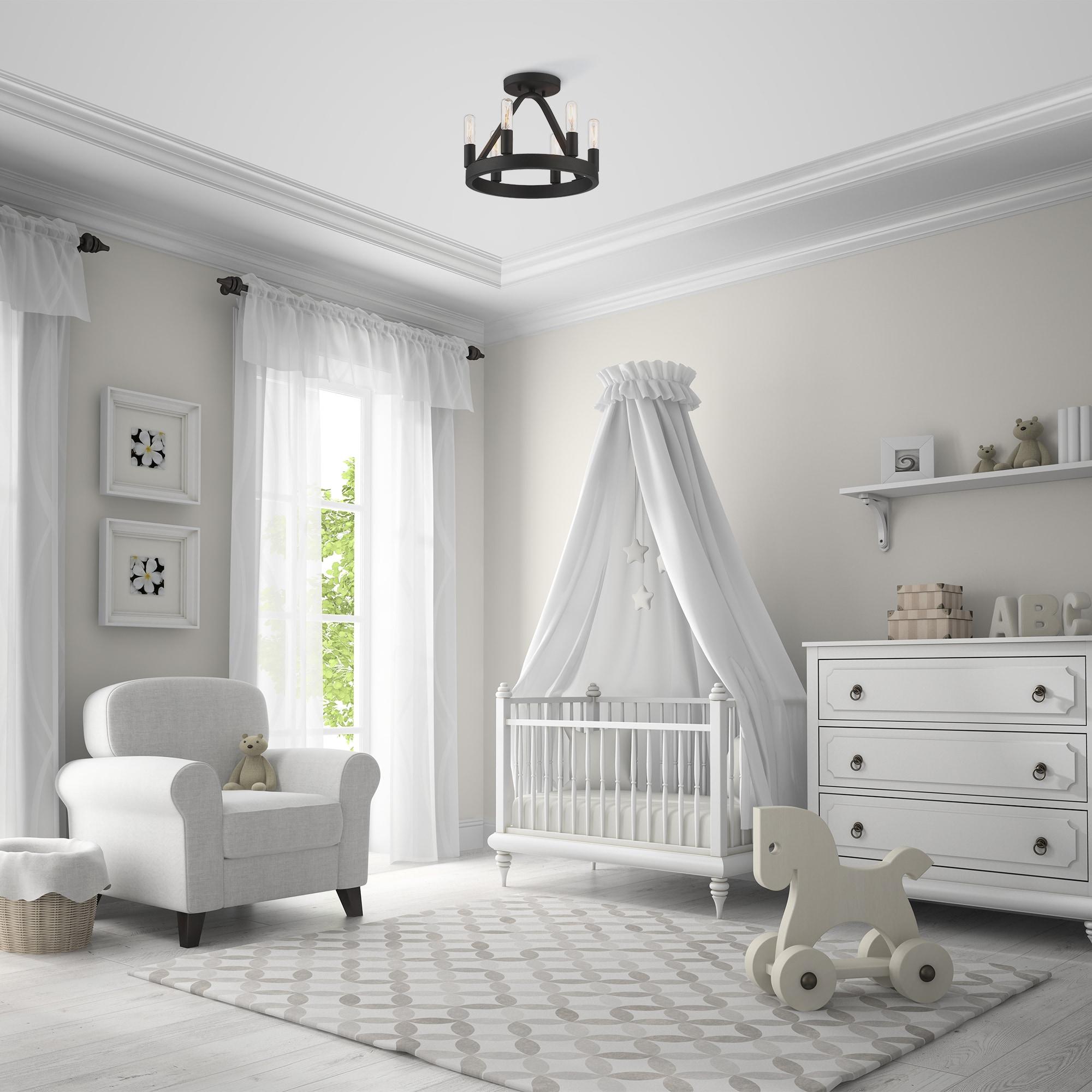 Designers Fountain Carousel 6 Light Black Semi Flush Mount Ceiling Light, D254C-SF-BK