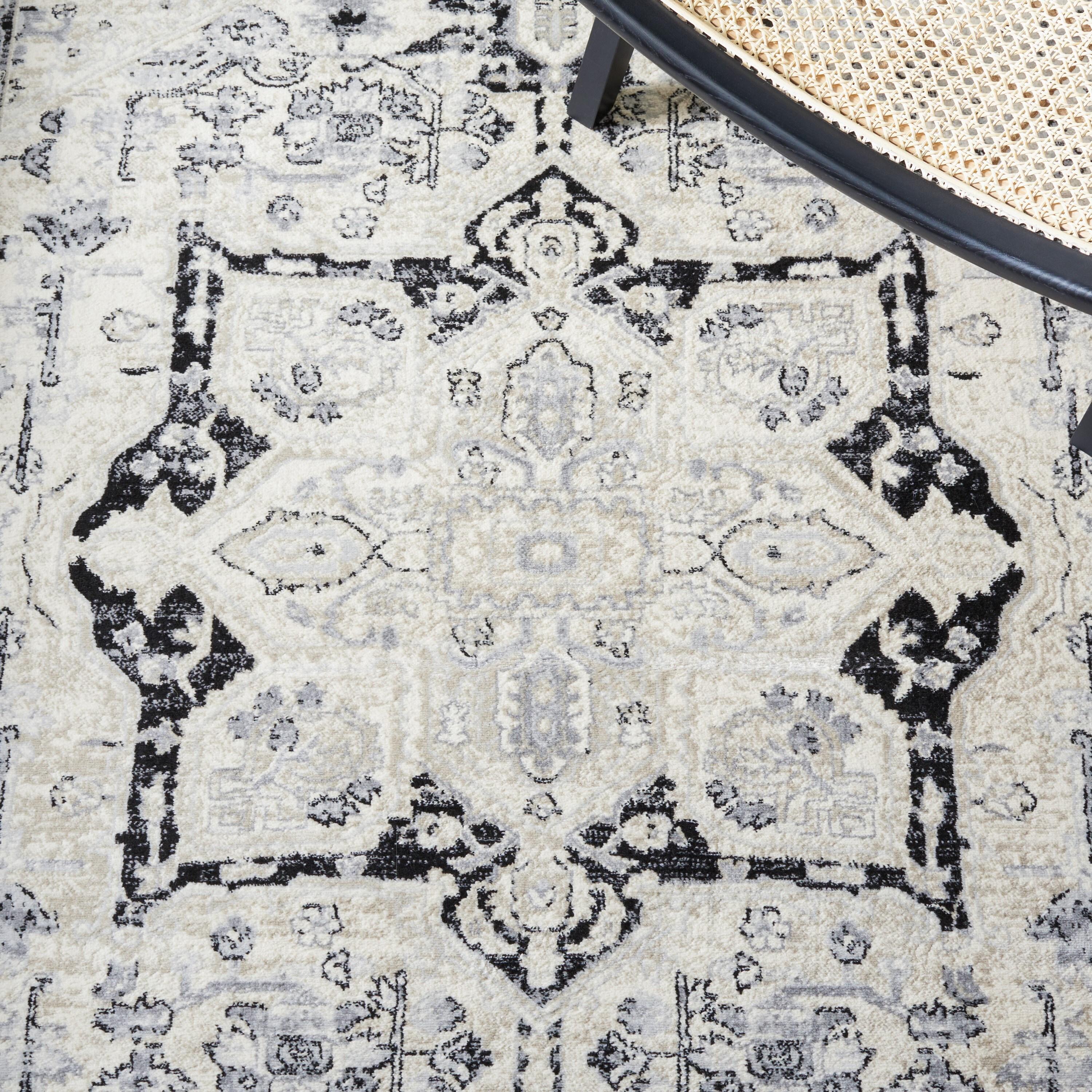 SAFAVIEH Brentwood Cedric Traditional Area Rug, 3' x 5', Ivory/Black