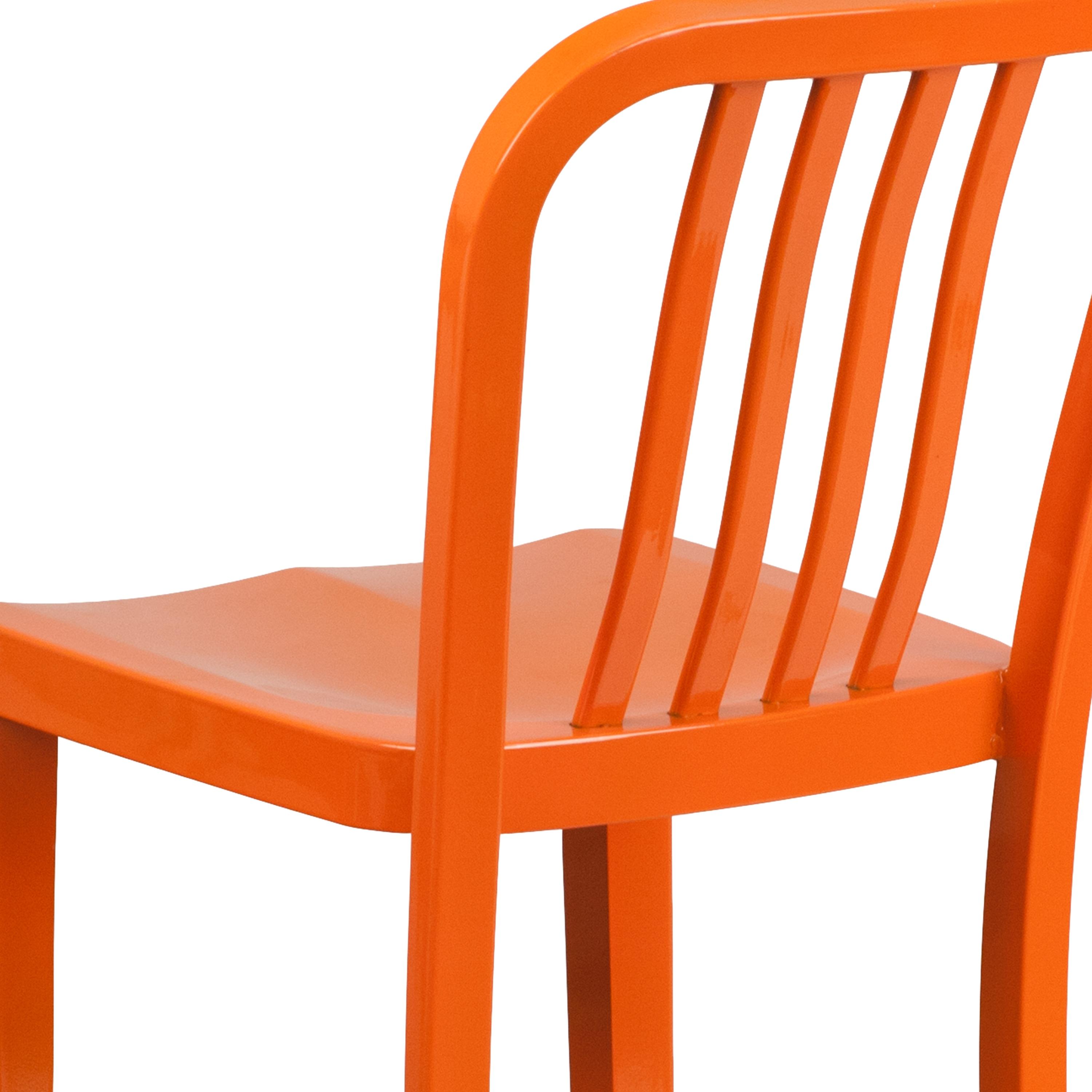 Flash Furniture Commercial Grade 30" High Orange Metal Indoor-Outdoor Barstool with Vertical Slat Back