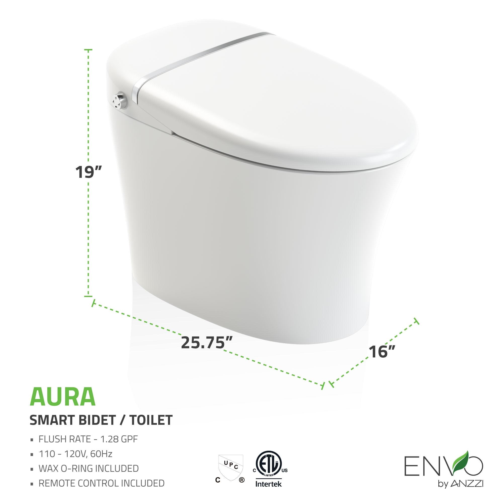 ANZZI Envo 1.28 Gallons GPF Elongated Comfort Height Floor Mounted Bidet Toilet (Seat Included)