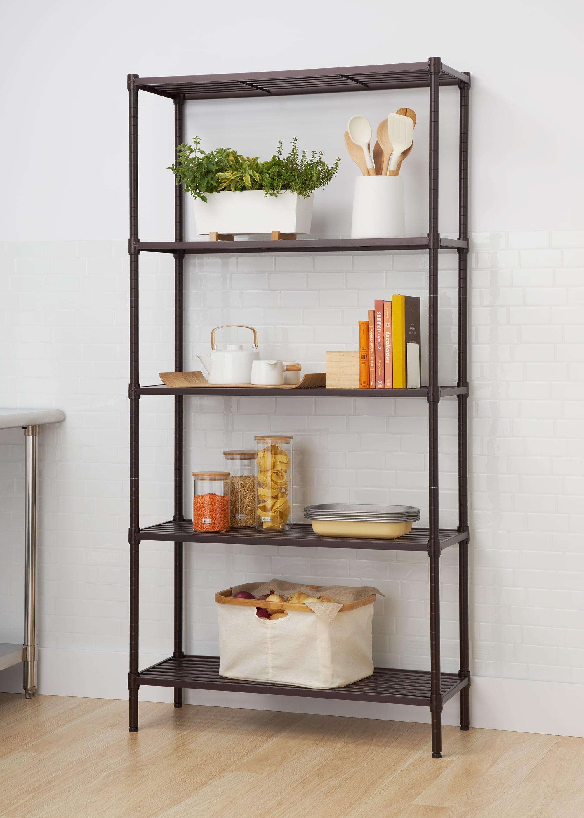 TRINITY Dark Bronze 5-Tier Steel Slat Shelving Unit (36 in. W x 72 in. H x 14 in. D)