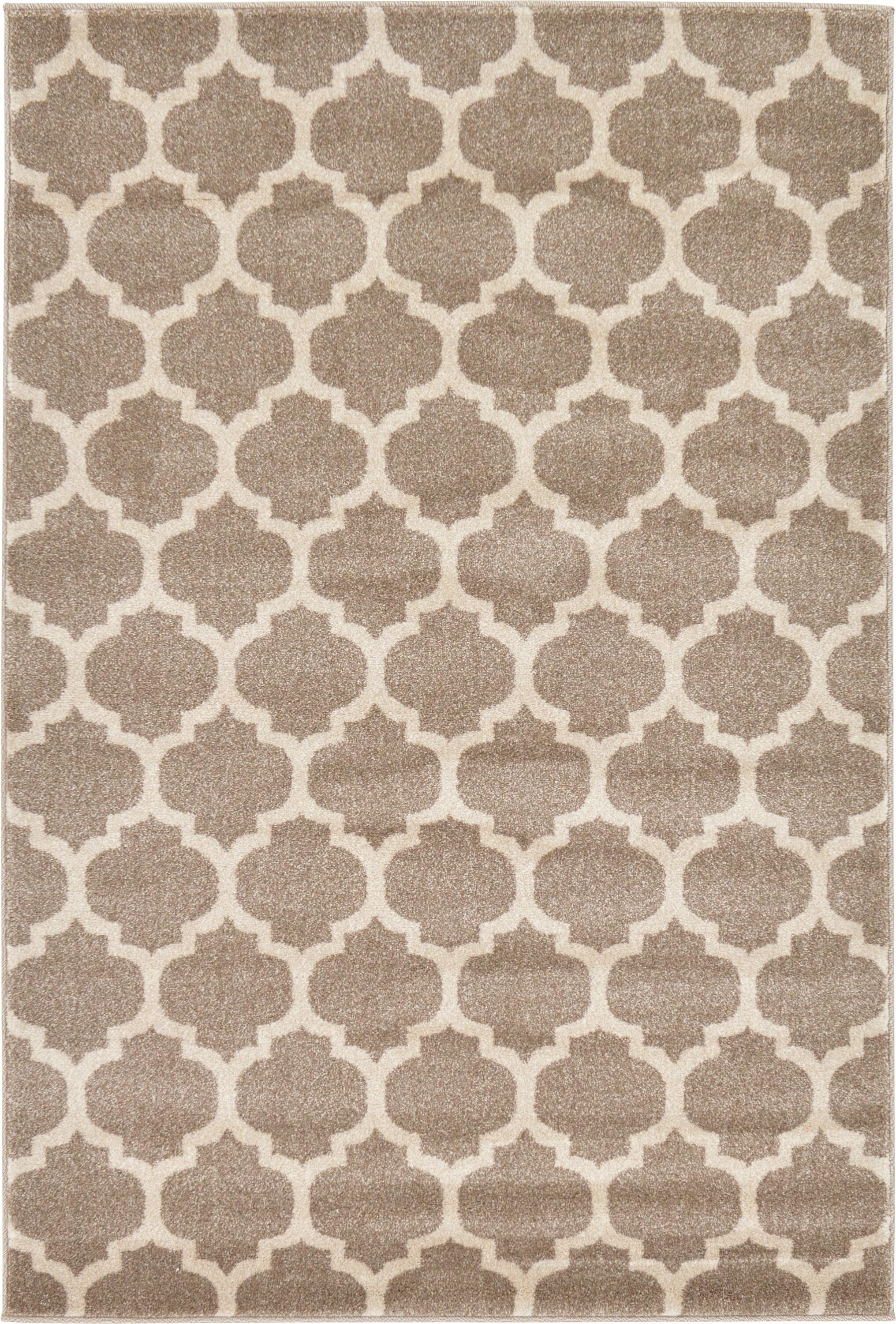 Unique Loom 4' 1 x 6' 1 Trellis Philadelphia Light Brown Area Rug