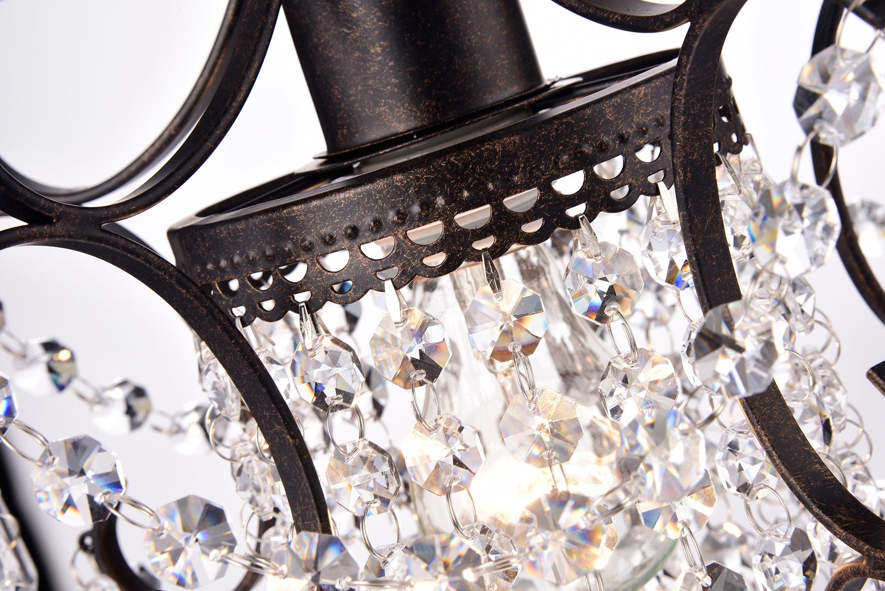 Antique Bronze Mini Crystal Glam Chandelier Pendant