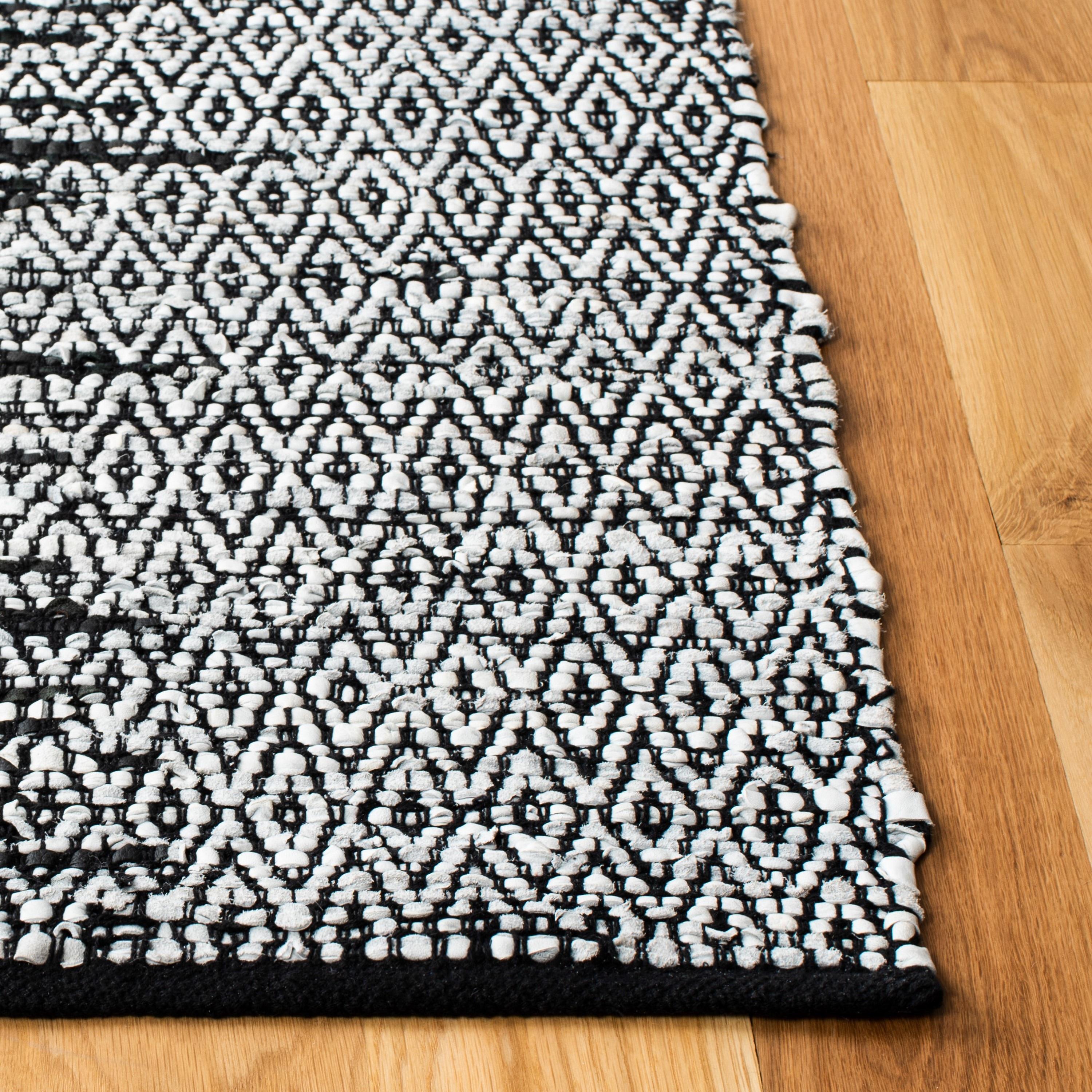 Vintage Leather VTL389 Hand Woven Accent Rug - Light Grey/Black - 2'3"x4' - Safavieh.