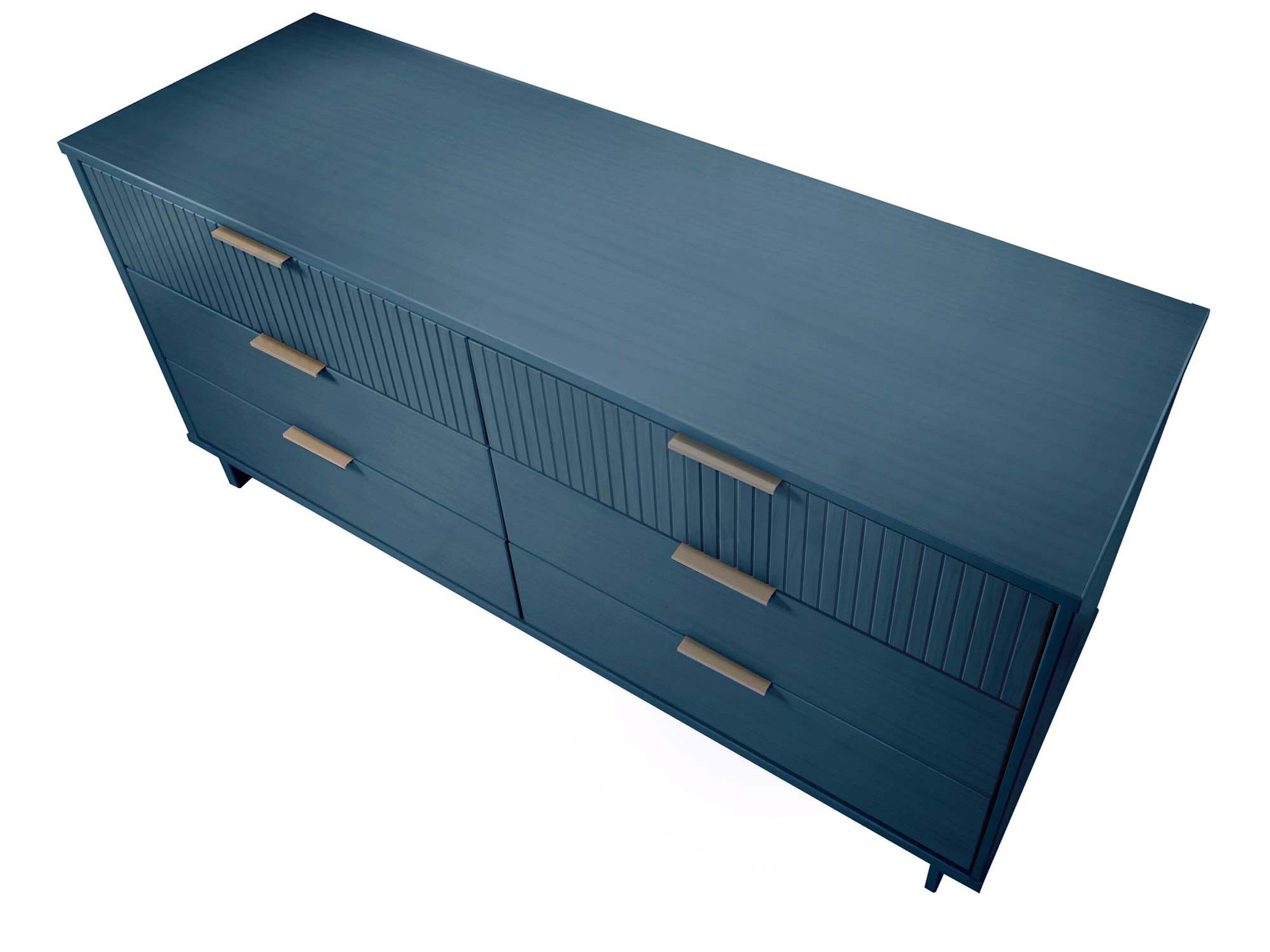 Granville Modern 6 Drawer Double Wide Dresser Midnight Blue - Manhattan Comfort: UV Painted, Soft Close, Wood Frame