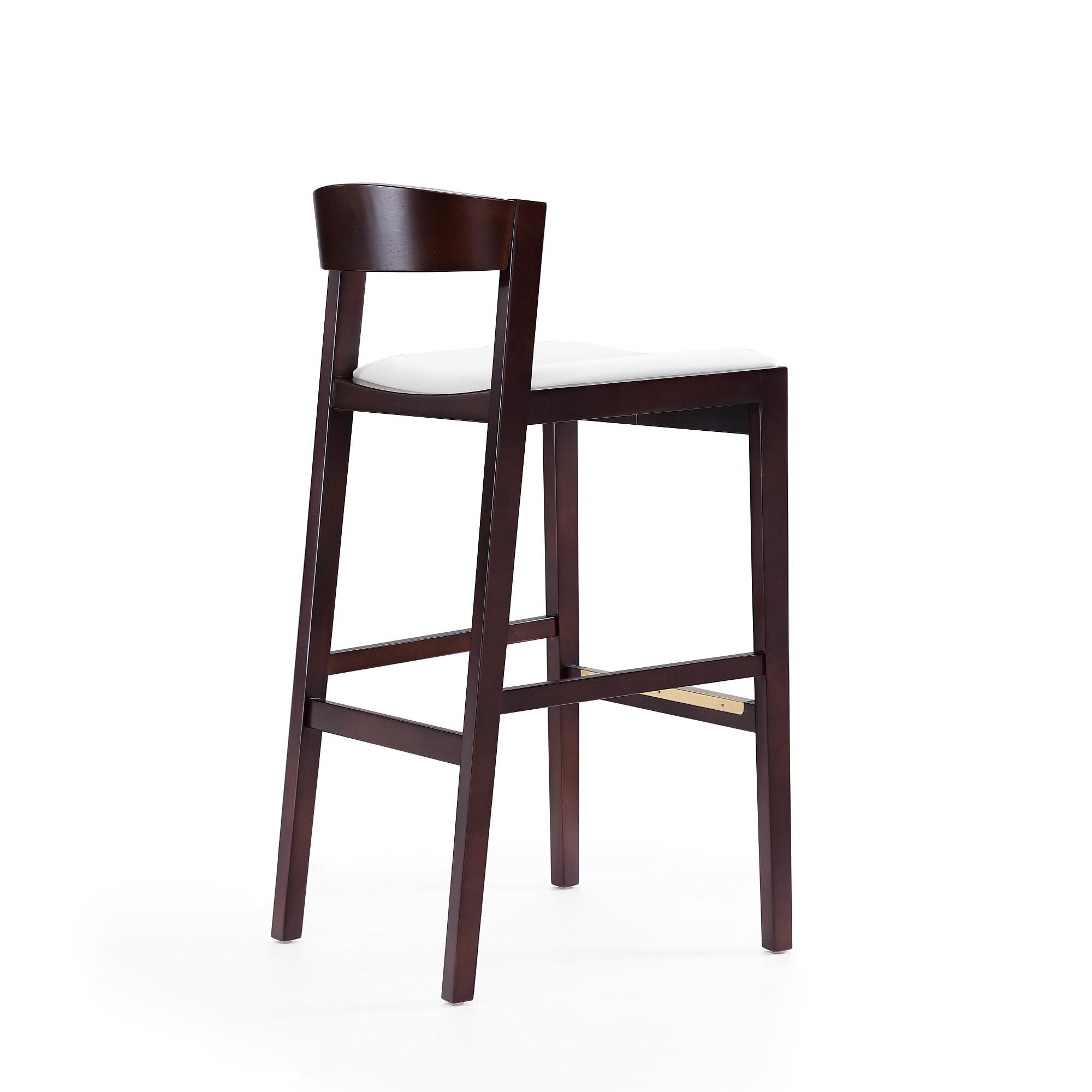 Set of 2 Klismos Upholstered Beech Wood Barstools Ivory - Manhattan Comfort: 30" Fixed Height, Foam Padded