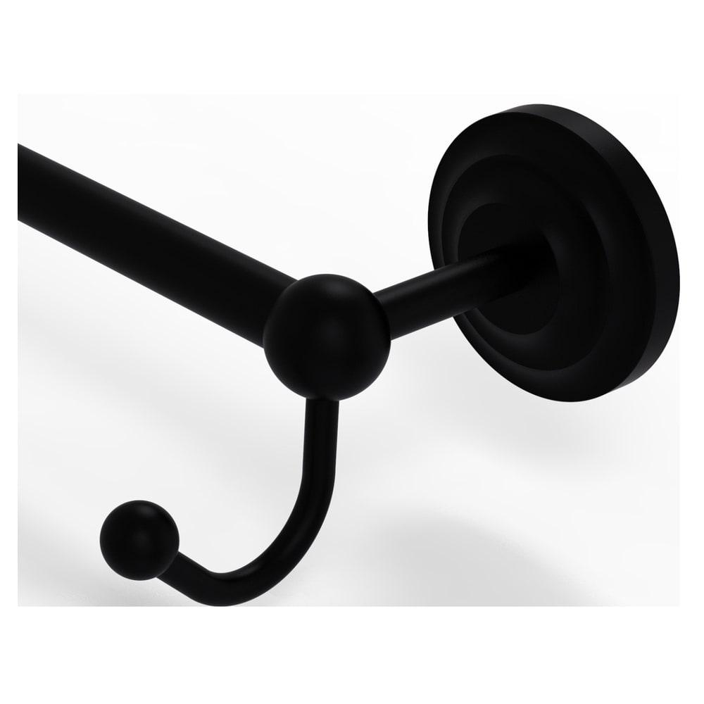 Matte Black Wall Mounted Towel Bar with Integrated Hooks