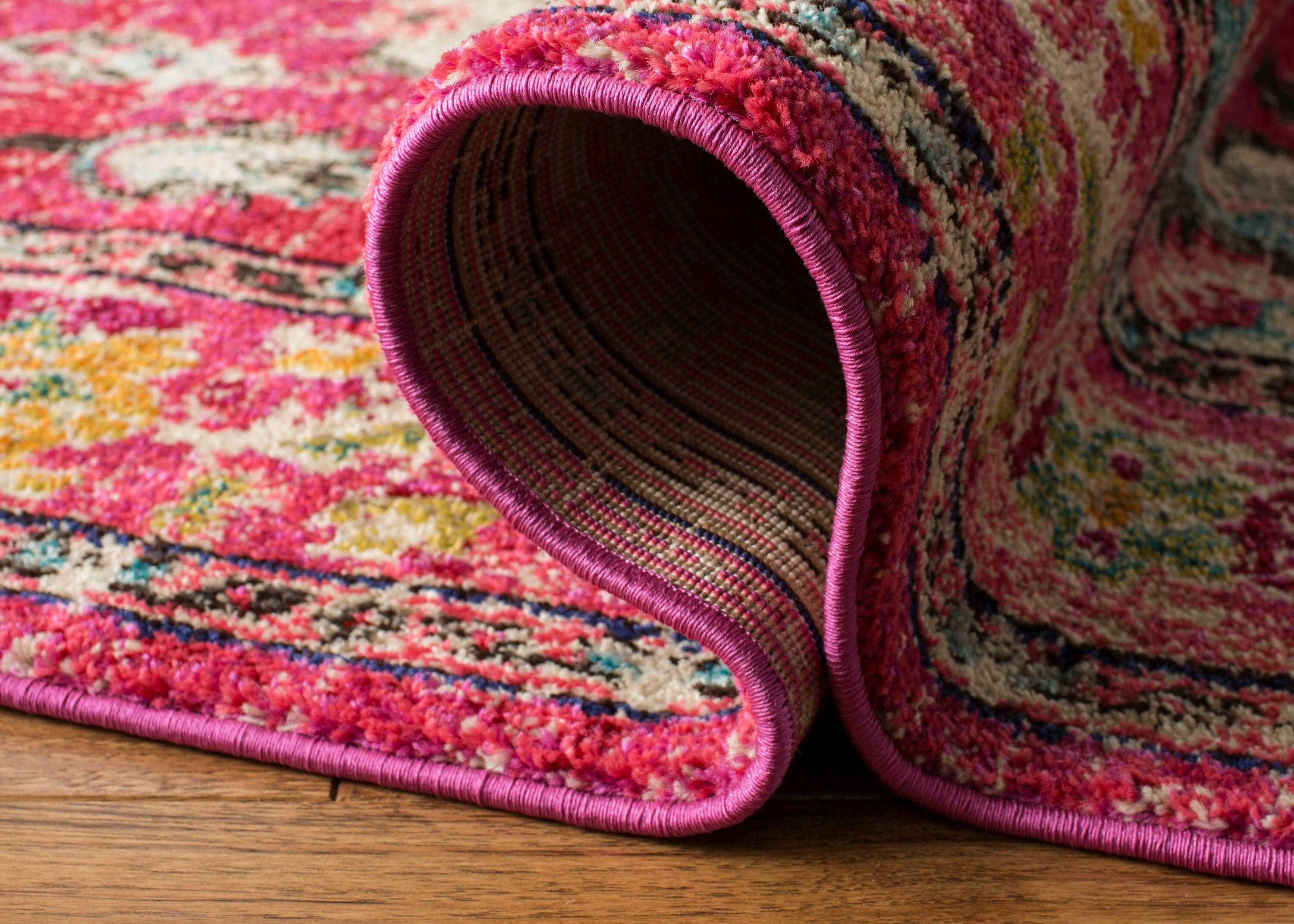 Monaco MNC243 Power Loomed Indoor Area Rug - Pink/Multi - 6'7"x9'2" - Safavieh.