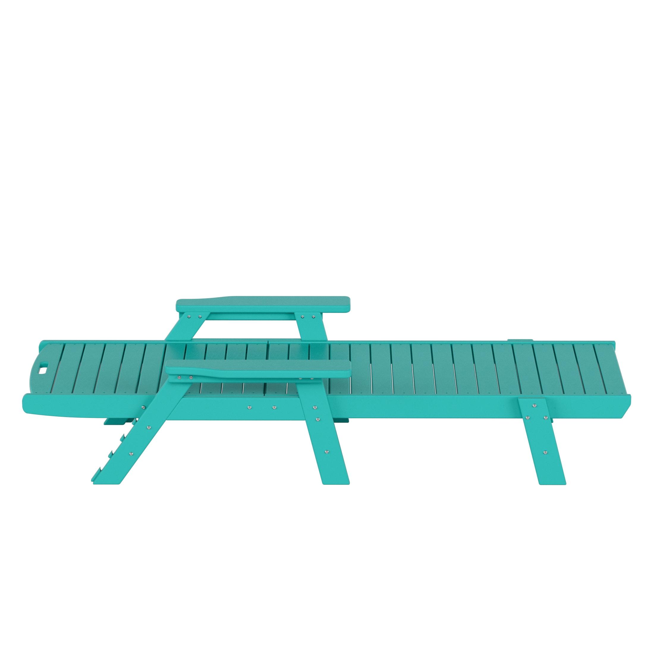 Polytrends All Weather Poly Pool Outdoor Chaise Lounge, Turquoise