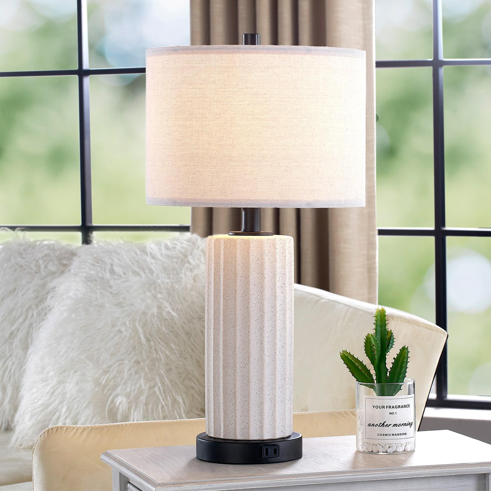 Kyrid 23''Ceramic Table Lamp Set of 2 Touch Control Bedside Lamps with USB Ports and AC Outlets (Bulbs Included)