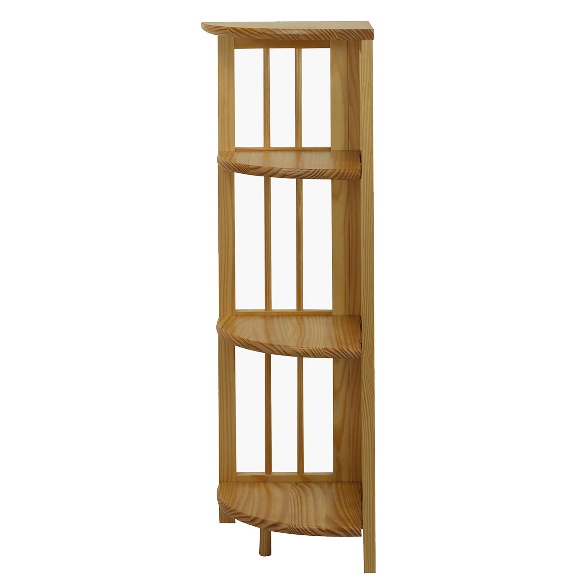 Casual Home 4-Shelf Corner Folding Bookcase-Color:Natural