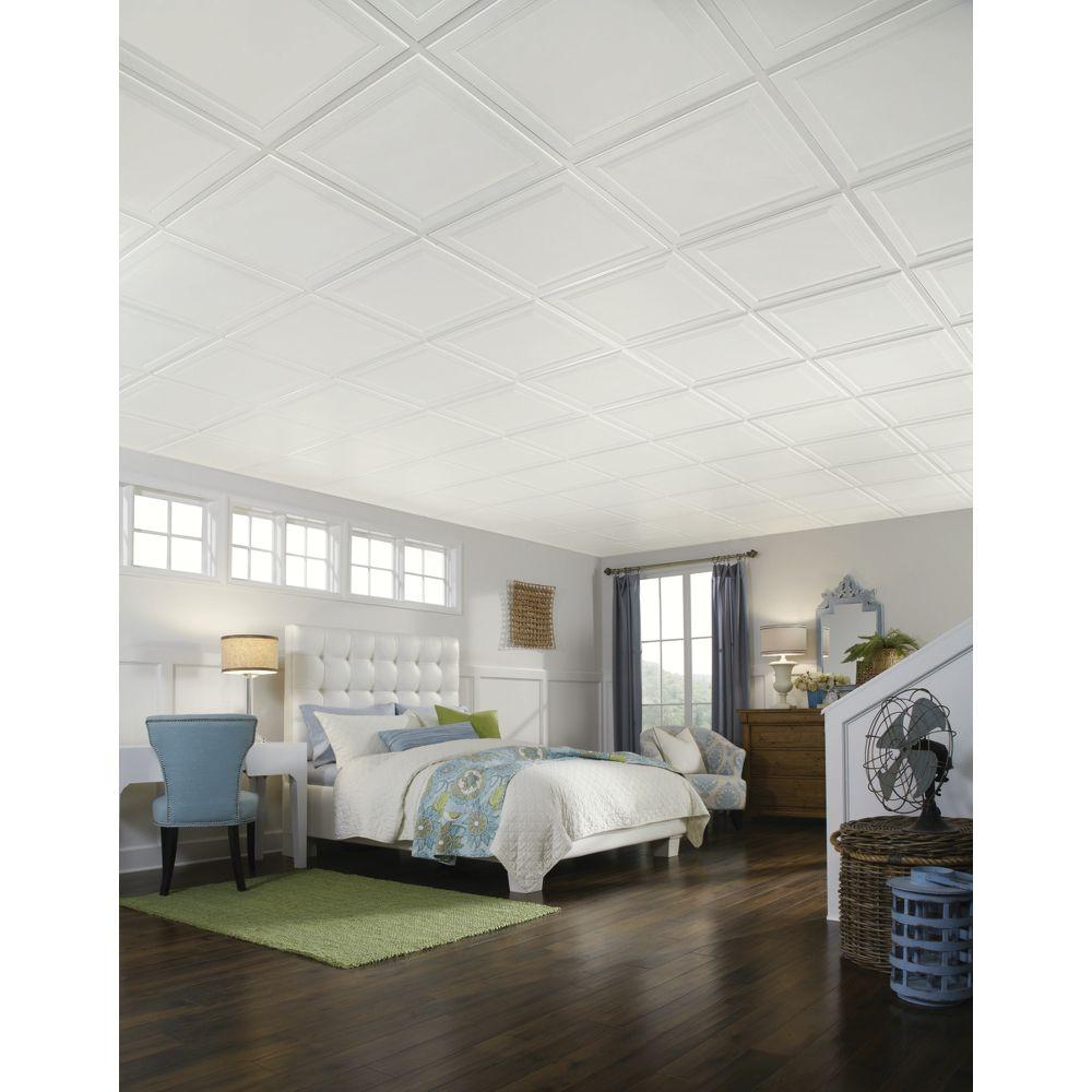 Armstrong 2x2 LEDGES Acoustic Ceiling Tiles for Suspended Ceiling Grids, 6-tiles per pack, White