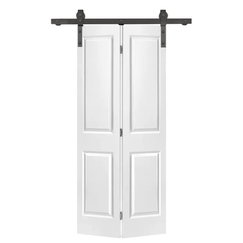 Calhome Paneled MDF Composite Bifold Barn Door with Installation Hardware Kit