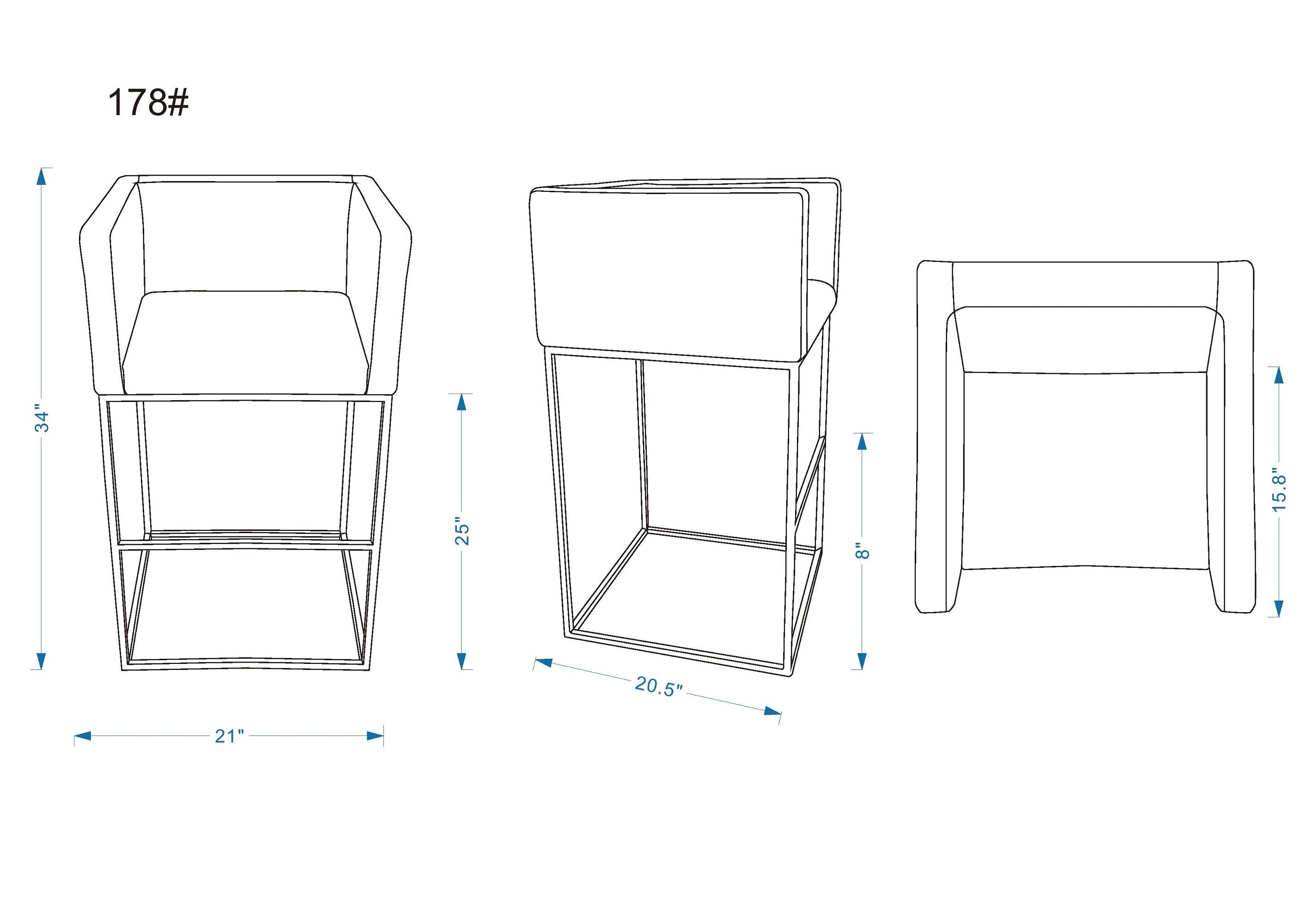 Embassy Metal Counter Height Barstool Cream: Manhattan Comfort, Faux Leather, Foam Padding, No Assembly Required