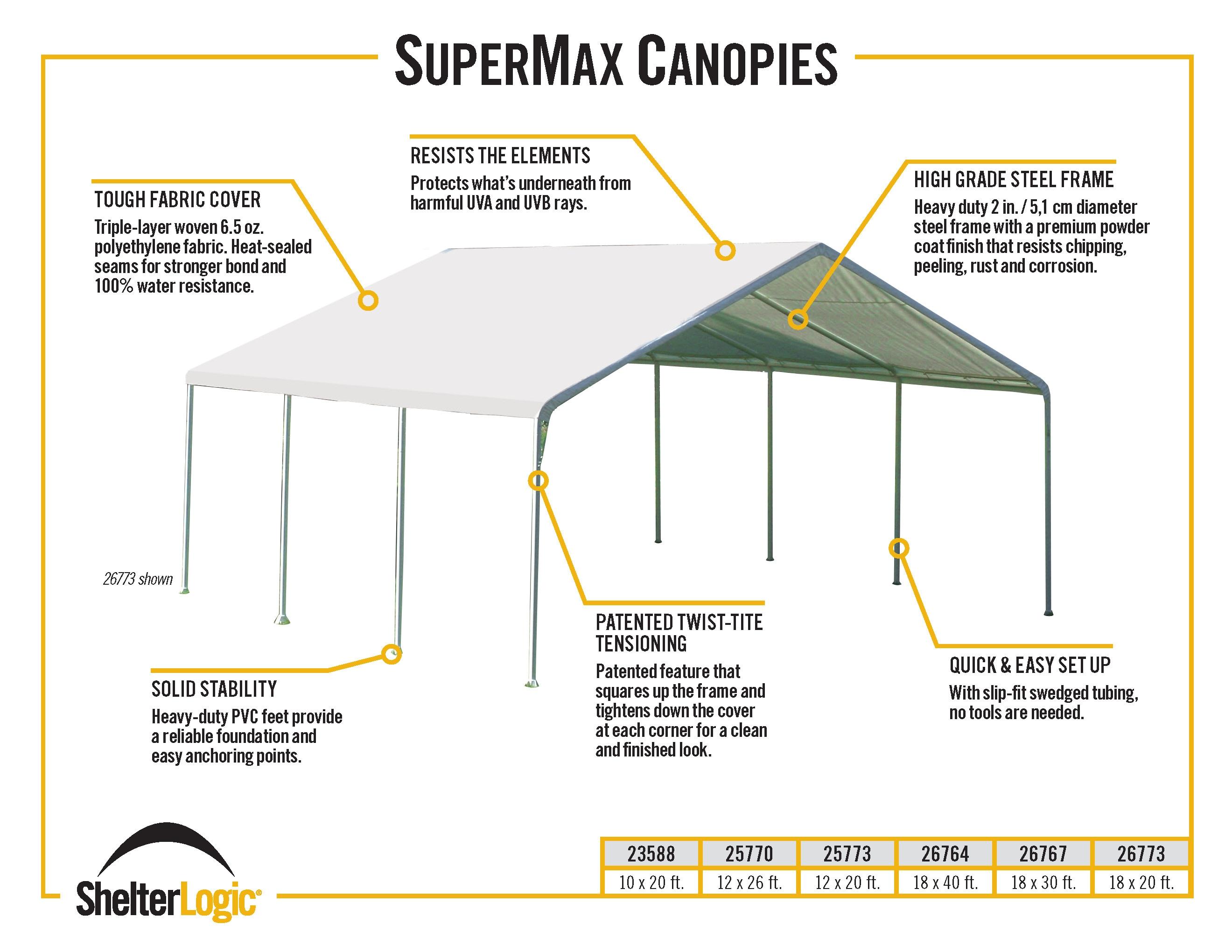 ShelterLogic Super Max 18' W x 30' D Canopy